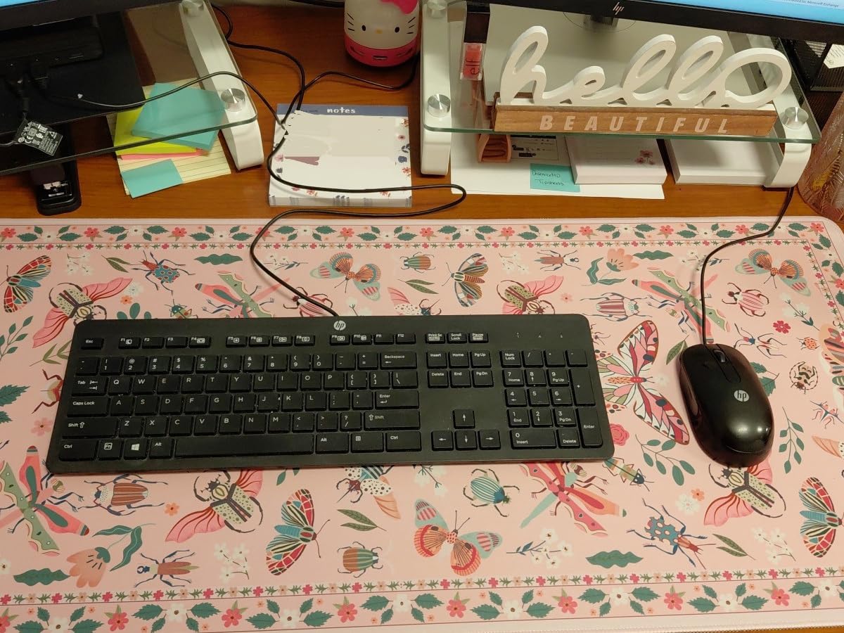 iCasso Desk Mat, Big Desk Pad, XXL Extended Gaming Mouse Pad, Large Mouse Pad for Desk Protector, Rubber Base Mousepad with Stitched Edges, Keyboard Mouse Mat for Work, Game, Office, Home - Weeds customer photo 2