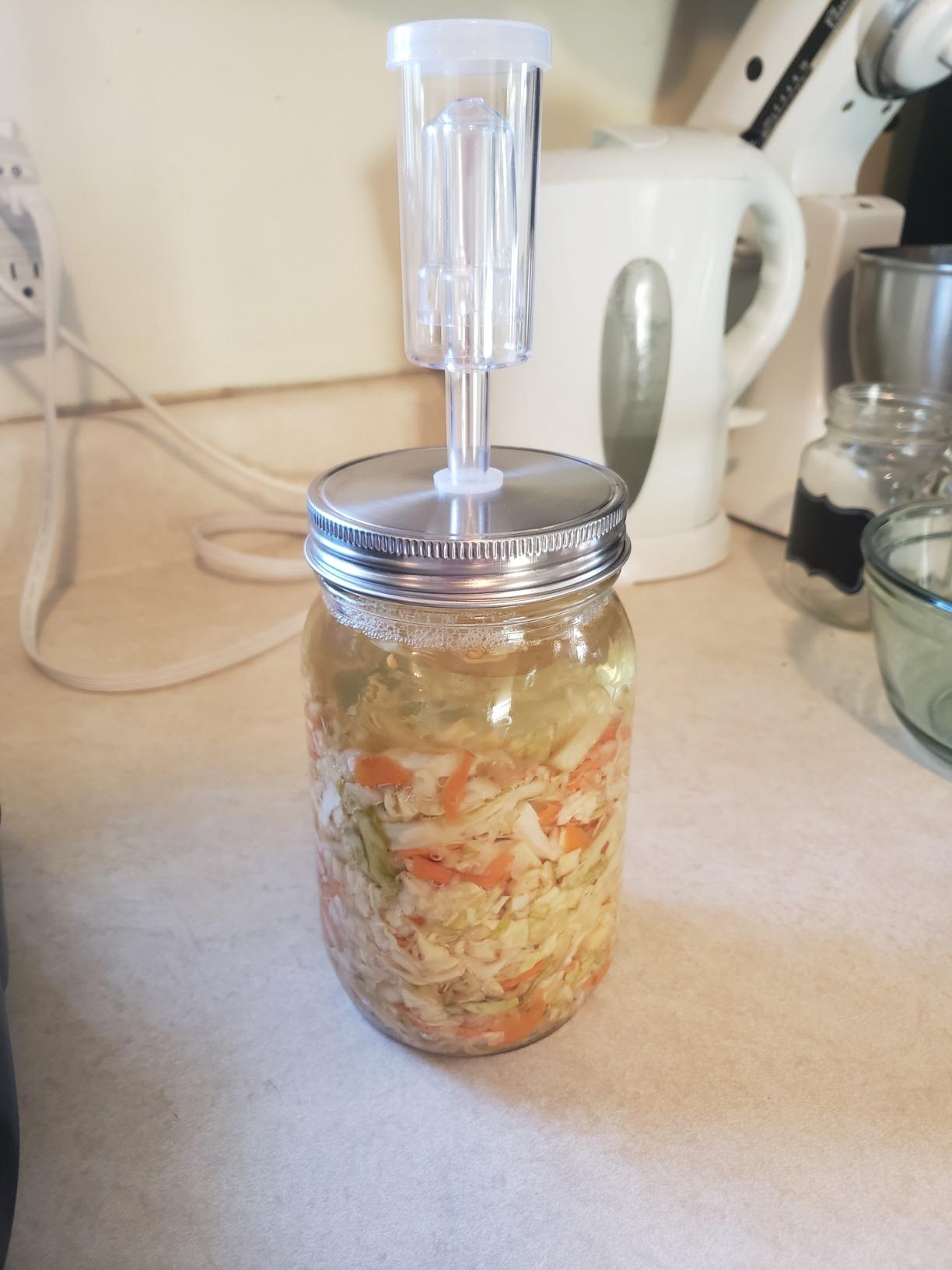 JILLMO 4 Pack Fermentation Kit for Wide Mouth Mason Jars, Stainless Steel Fermentation Lids with Glass Weights and Airlocks, Easy Fermenting Set for Pickling, Canning and Sauce (No Jars) customer photo 1