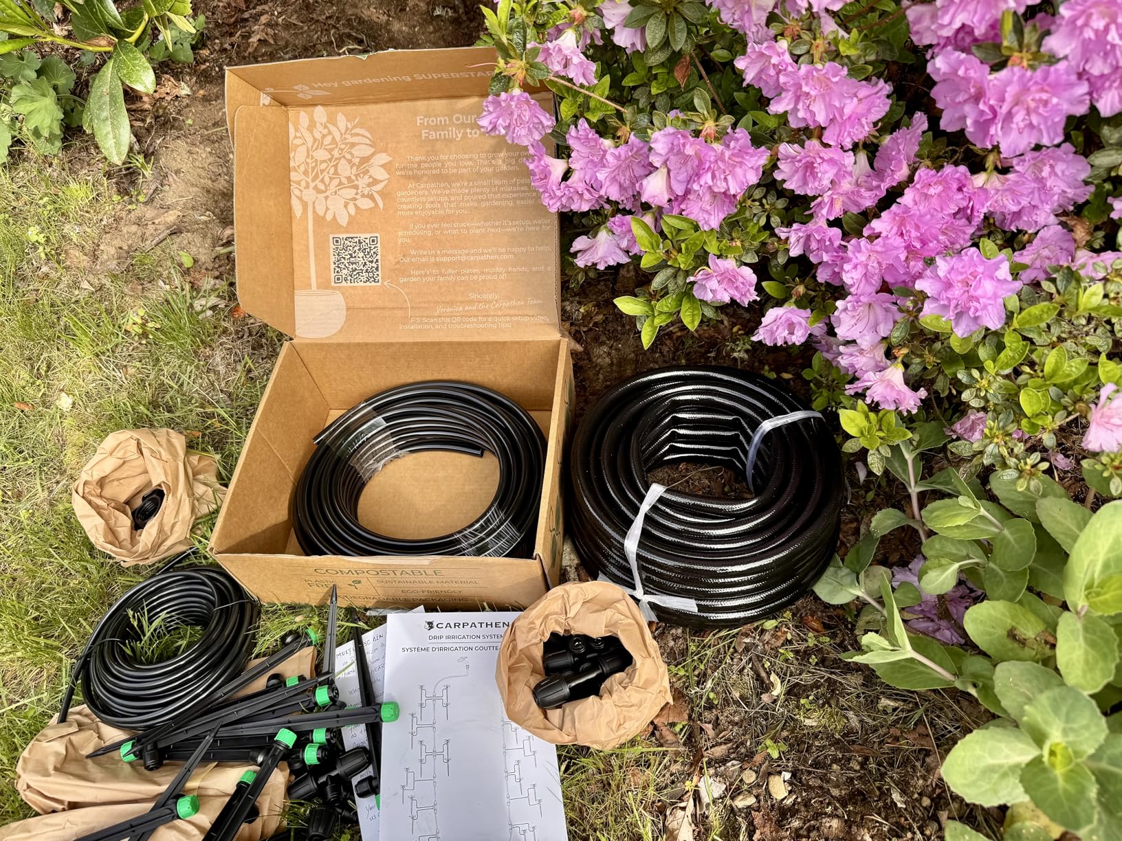 CARPATHEN Drip Irrigation System Kit - Complete Premium Garden Watering System with Adjustable Sprinkler Emitters, 5/16