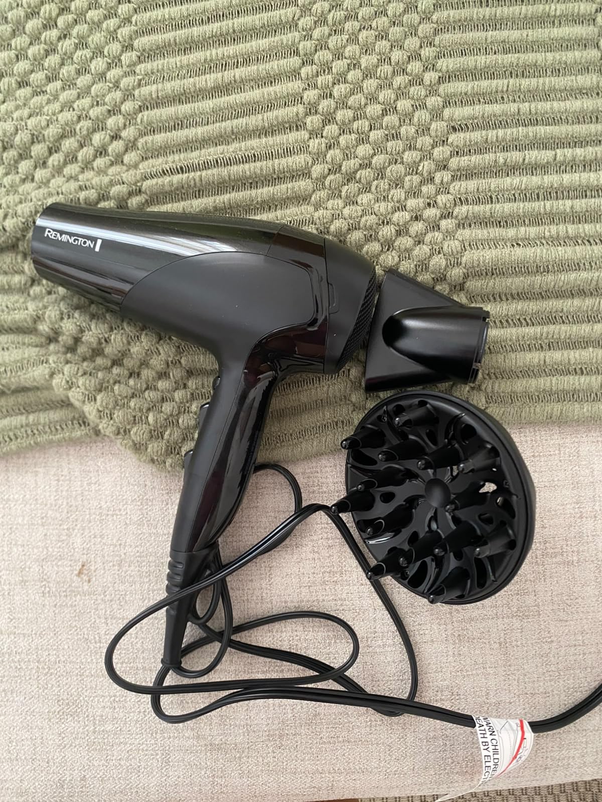 Remington Damage Protection Hair Dryer with Ceramic Ionic Tourmaline Technology, Grey, Diffuser and Concentrator, 3 Piece Set customer photo 1