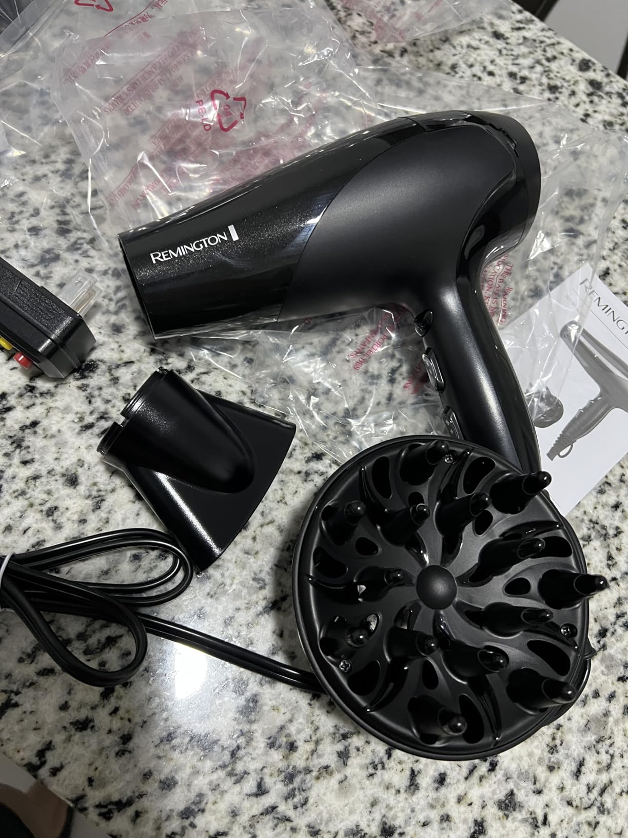 Remington Damage Protection Hair Dryer with Ceramic Ionic Tourmaline Technology, Grey, Diffuser and Concentrator, 3 Piece Set customer photo 2