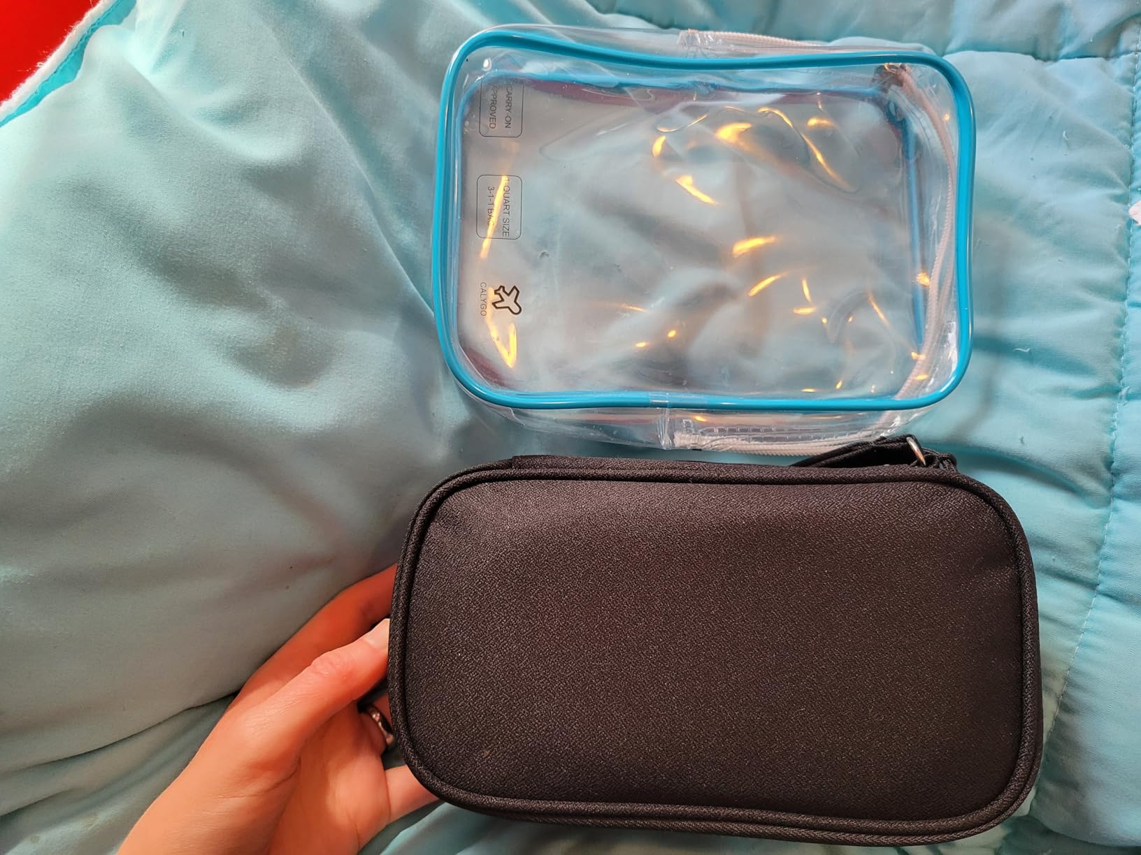 FYY Electronic Organizer, Travel Tech Pouch Bag, Cable Organizer Black | Wrist Strap, Waterproof, Double Layers Portable Electronics Travel Carrying Case for Cord, Charger, Daily Business Trips Use customer photo 1