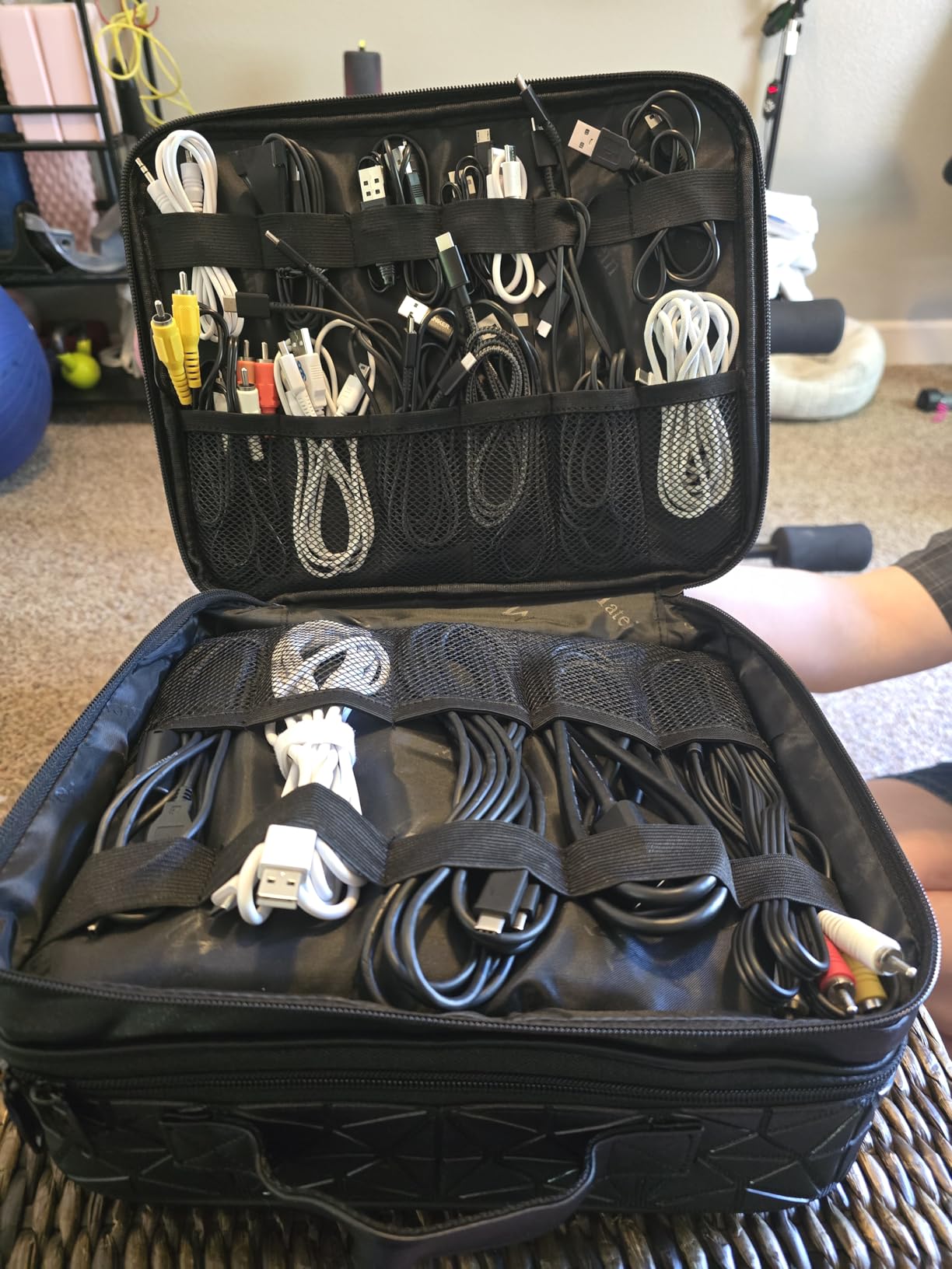 MATEIN Cable Organizer Bag, Travel Electronic Storage Cord Organizer Box | Tech Bag for Travel, Waterproof Charger Storage, Double Layer, Carrying Case for Cord, Shockproof, Portable, DJ Gifts, Black customer photo 1