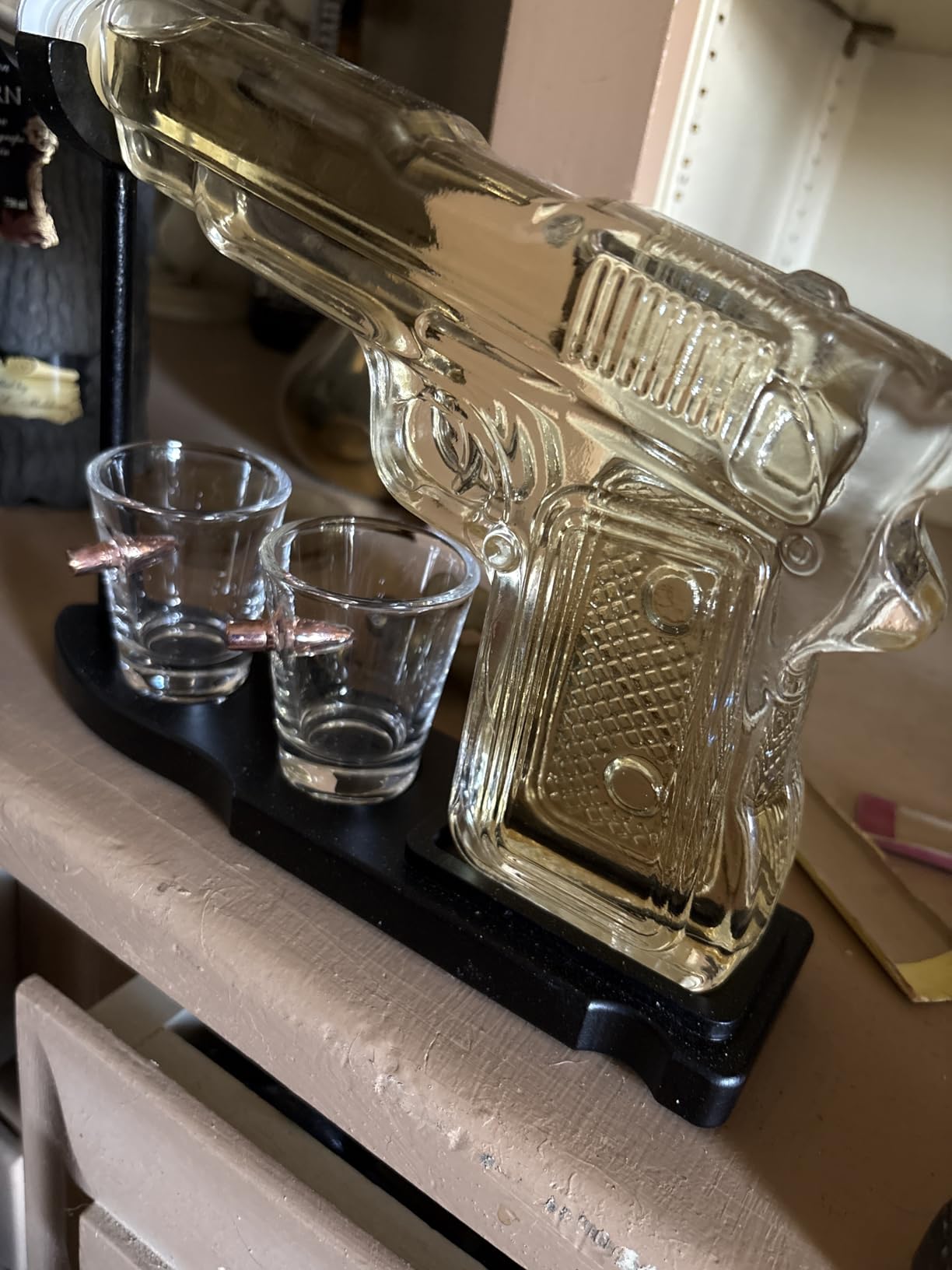 Whiskey Gun Decanter Set + 2 Bullet Glasses - Birthday Pistol Gifts for Men, Boyfriends Who Have Everything, Whiskey Gifts for Dad, Father, Husband, Boyfriend & Military Enthusiasts, Liquor Dispenser customer photo 1