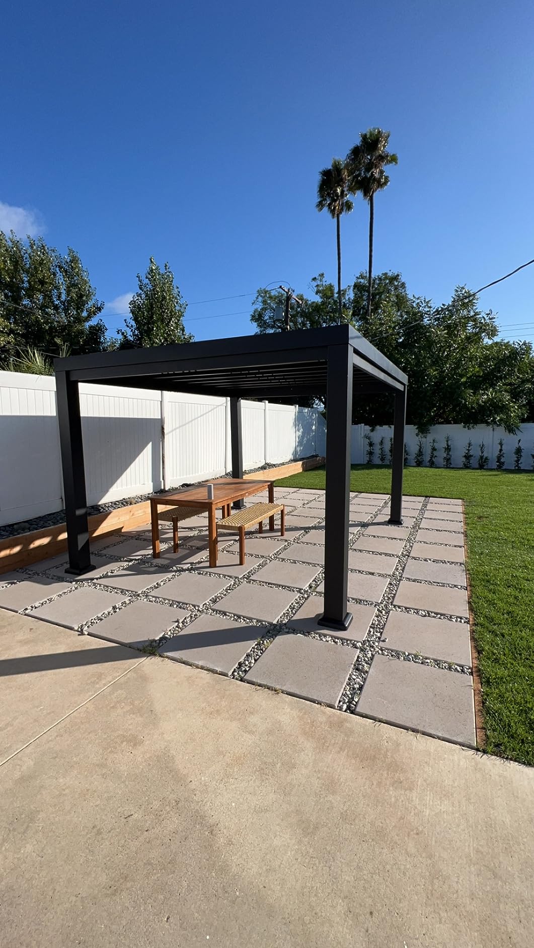 Backyard Discovery Windham 14' x 12' Modern Galvanized Steel Pergola Kit with Shade Sail Canopy, All-Season Durability, PowerPort, High-Wind Rating for Outdoor Patio, Garden, Deck, Entertaining customer photo 2