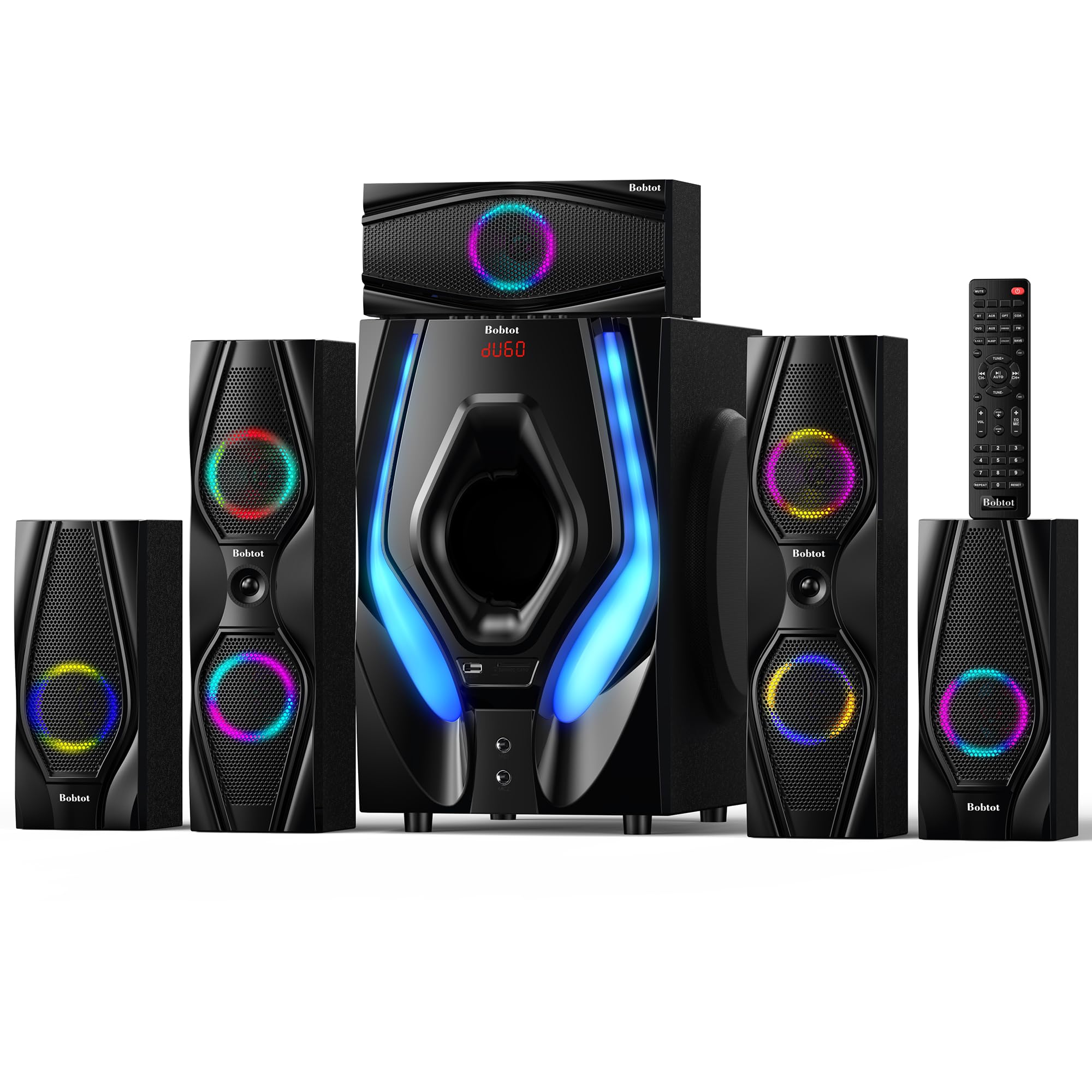 Bobtot Home Theater Systems Surround Sound Speakers - 1200 Watts 10 inch Subwoofer 5.1/2.1 Channel Audio Stereo System with ARC Optical Bluetooth Input for 4K TV Ultra HD AV DVD FM Radio USB customer photo 1