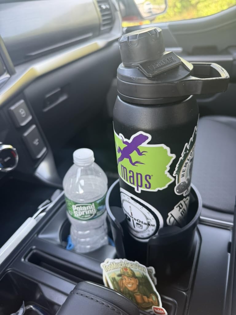 SEVEN SPARTA Car Cup Holder Expander for 32-46oz Large Bottles & Tumblers | Larger Version Fits Yeti 46oz, Hydro Flask & Nalgene, Upgraded Adjustable Offset Base, Fits 3.5