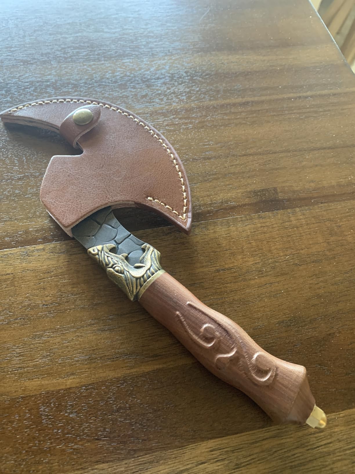 ROCOCO Viking Cleaver Knife Birthday - Kitchen Axe & Sheath Father Gift Men | Hand Forged High Carbon Steel Butcher Meat Cutting Boning Knife for Home Outdoor BBQ Camping Chirstmas Mother customer photo 2