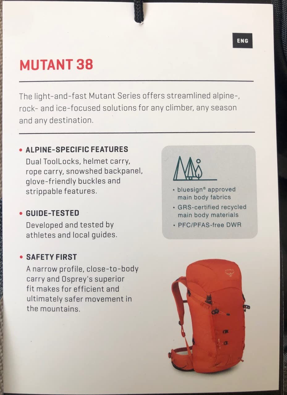 Osprey Mutant 38L Climbing and Mountaineering Unisex Backpack, Mars Orange, M/L customer photo 2