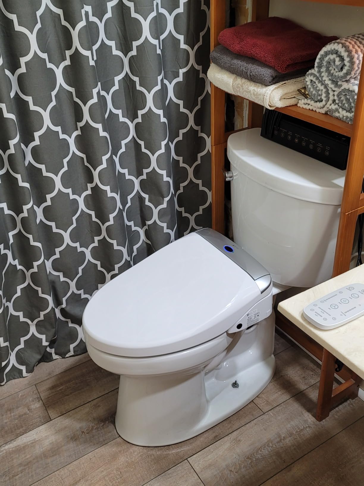 LEIVI Electric Bidet Toilet Seat with Wireless Remote and Side Panel, Multiple Spray Modes, Adjustable Heated Seat, Warm Water and Air Dryer, Auto LED Nightlight, Elongated customer photo 1
