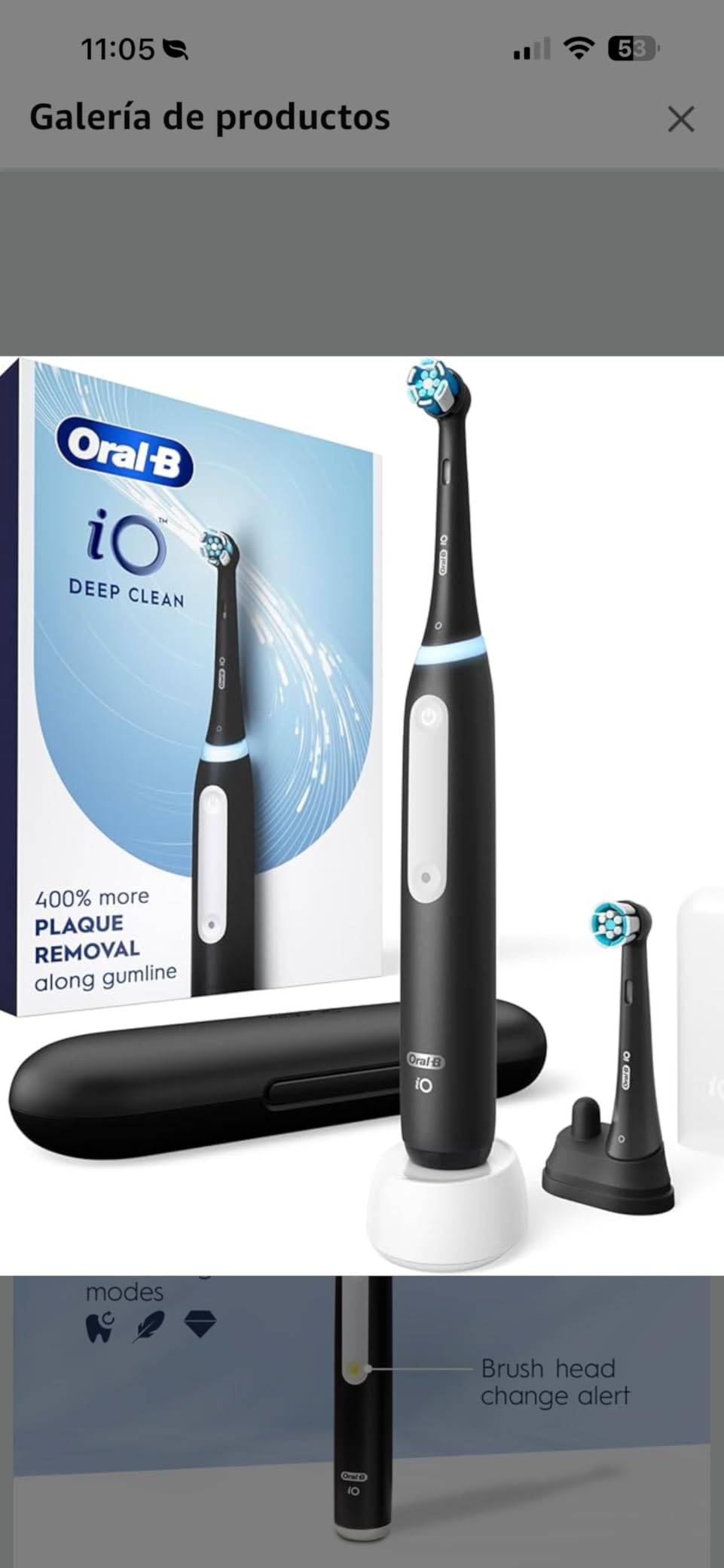 Oral-B iO Series 3 Limited Deep Clean Rechargeable Electric Toothbrush for Adults, Black, 3 Modes, Smart Pressure Sensor, Plaque Removal and Gum Care, 2 Replacement Brush Heads, Travel Case customer photo 1