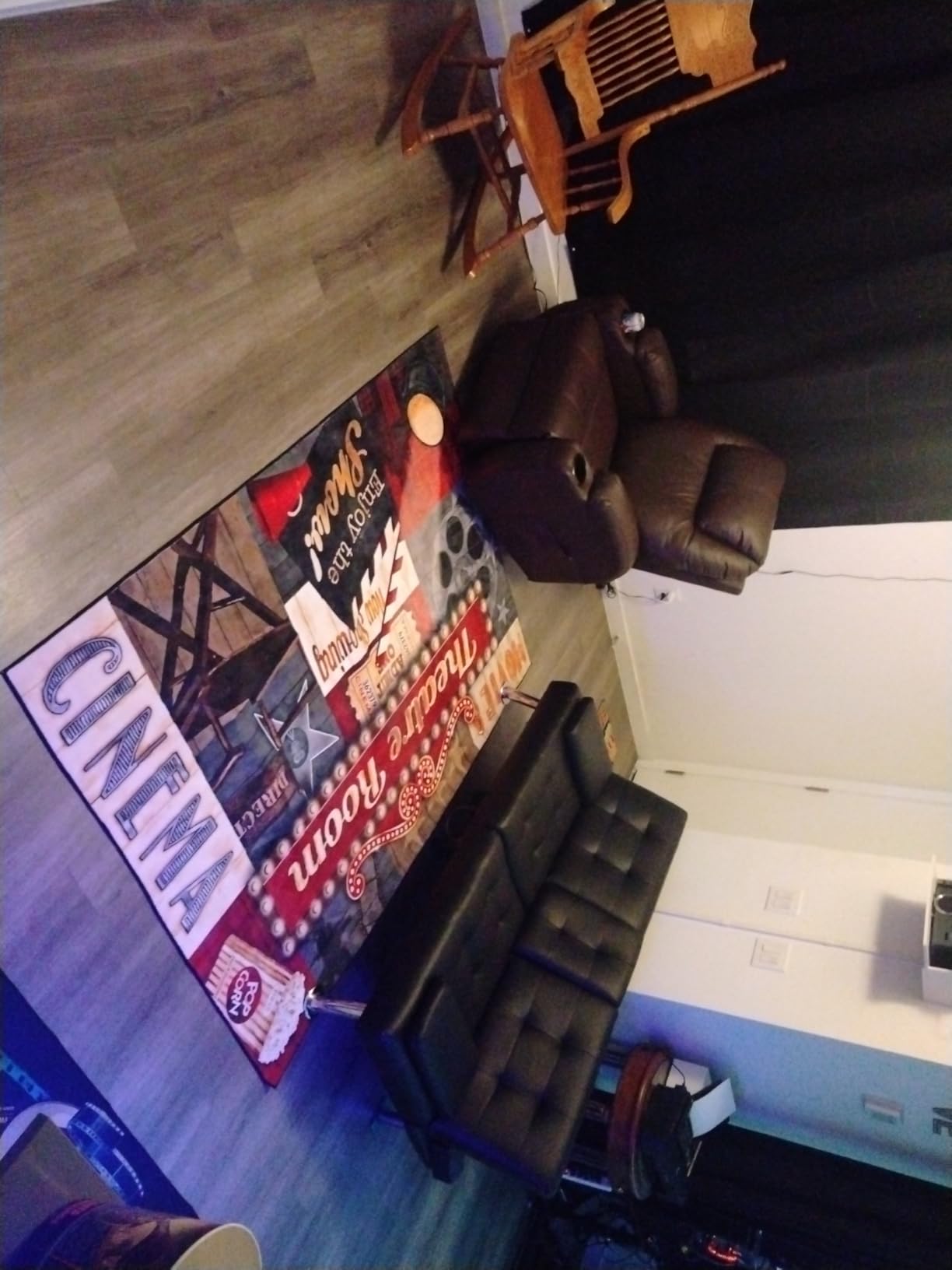 Vintage Home Theater Red Cinema Movie Theater Area Rugs Home Decor Floor Mat Non-Slip Carpets, Movie Room Decor for Living Room Bedroom, 5'x7' customer photo 1