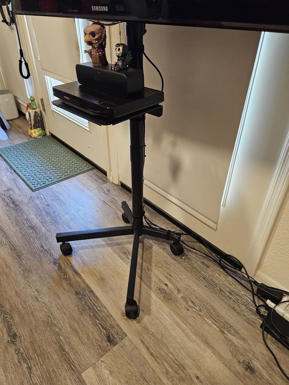 BONTEC Rolling TV Stand with Tilt,Mobile TV Stand Wheels for 23-65 Inch TVs | Portable TV Cart for LED LCD TVs, Adjustable Shelf, Living Room, Bedroom, Outdoor TV Stand Holds 88 lbs, Max VESA 400x400mm customer photo 1