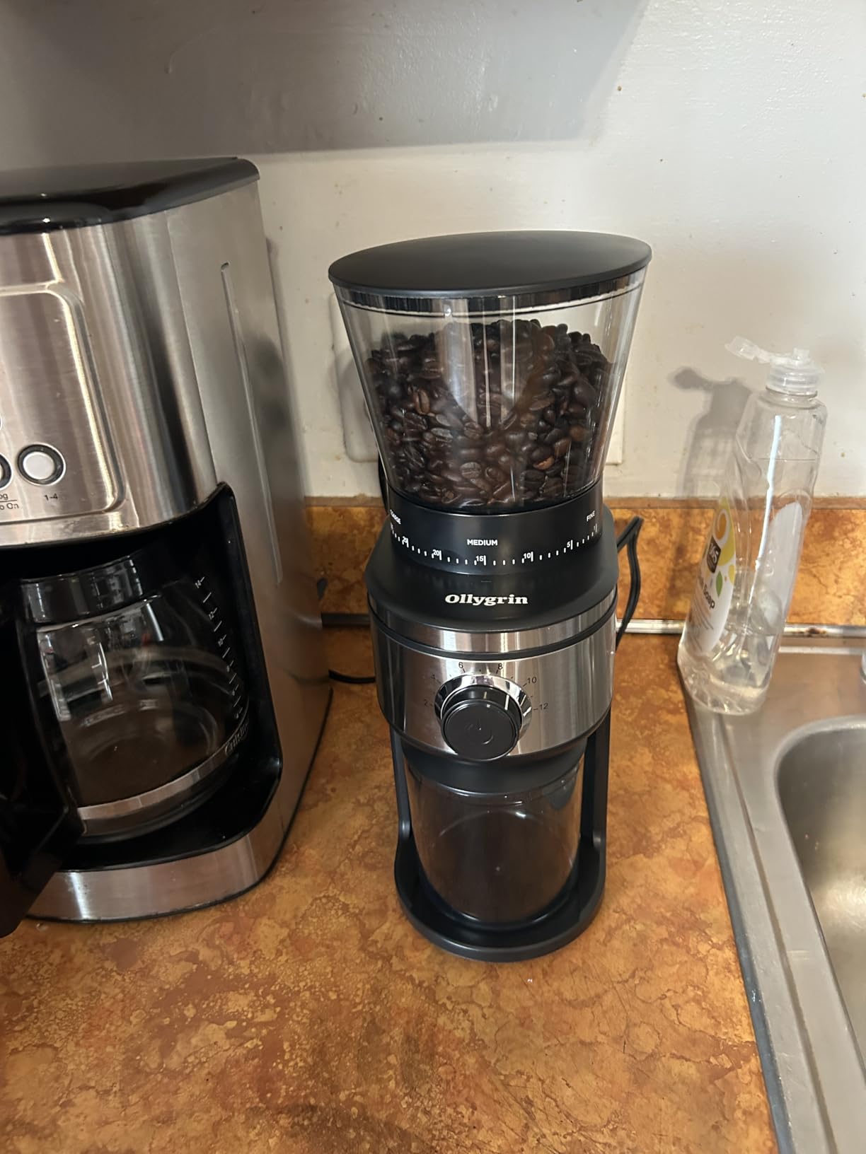 Ollygrin Burr Coffee Grinder, Electric Conical Coffee Bean Grinder With 30 Adjustable Grind Settings For 2-12 Cups, Sliver & Black customer photo 1