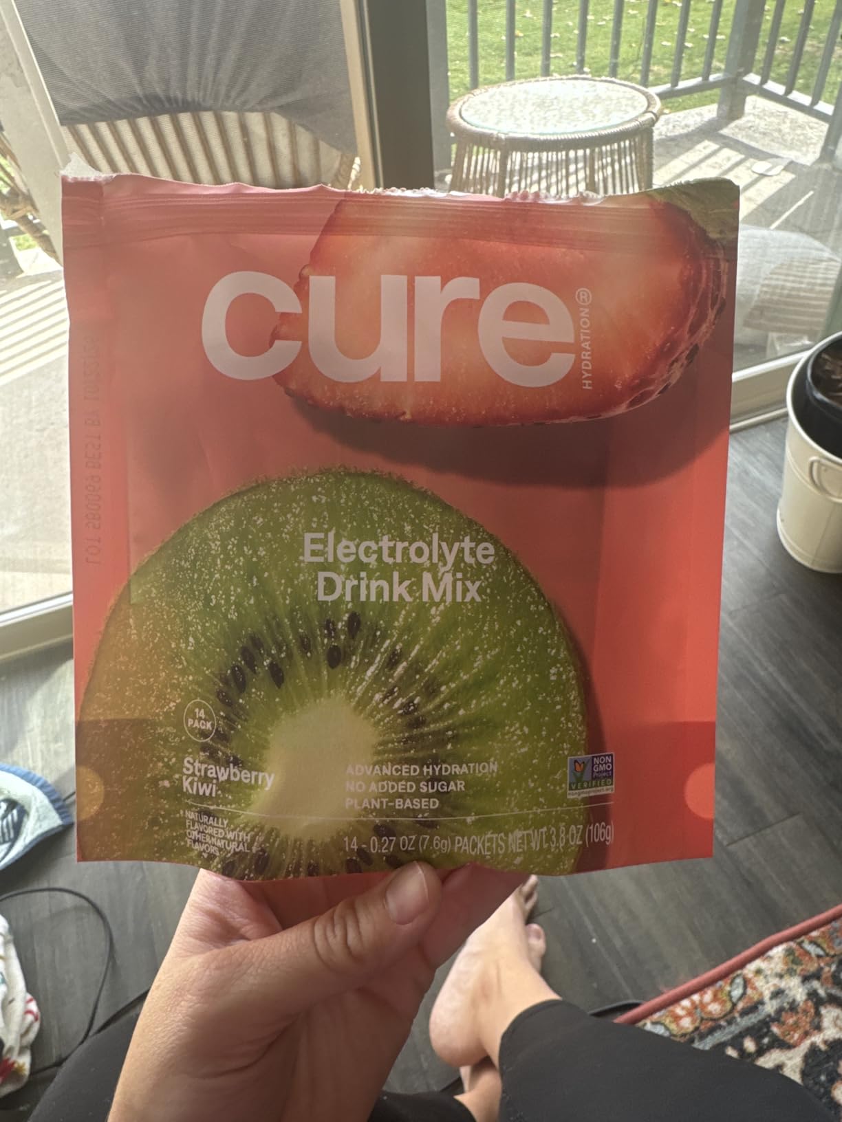 Cure Hydration | Plant-Based Electrolyte Drink Mix | No Added Sugar | FSA-HSA | Dehydration Relief Powder Made with Coconut Water | Non-GMO | Vegan | Pouch of 14 Packets - Strawberry Kiwi customer photo 1