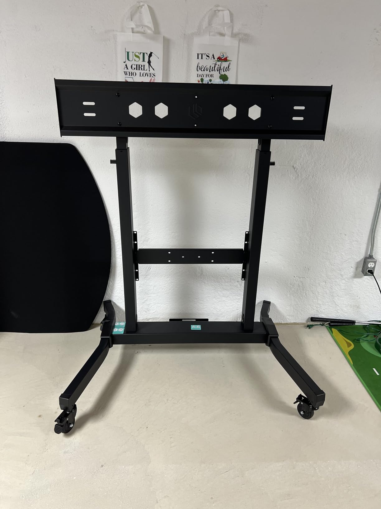 ONKRON Mobile TV Stand 50-100 Inch, up to 265 lbs, max VESA 1000x600, Black | TV rolling cart height adjustable 48.6