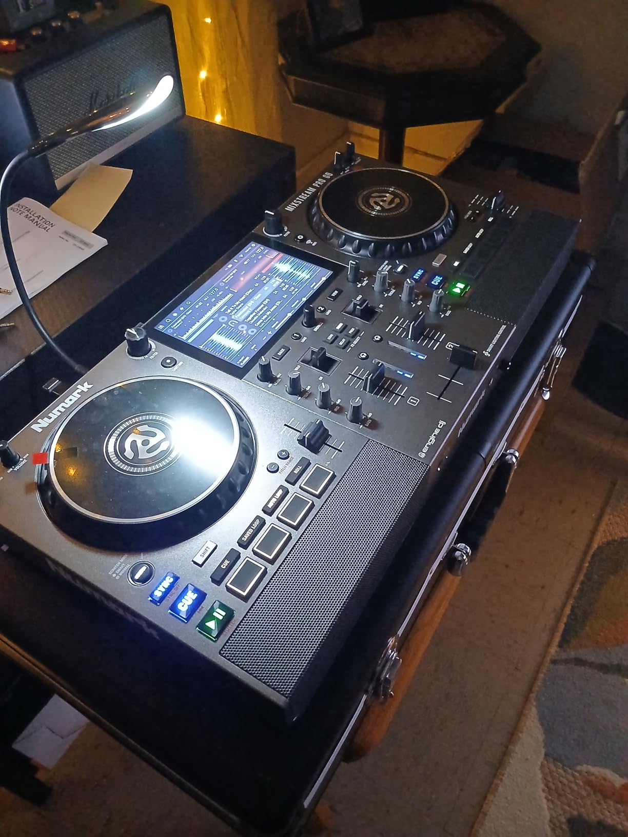 Numark Mixstream Pro Go Portable DJ Controller | Battery-Powered Standalone DJ Mixer with Stem Separation, Wi-Fi Streaming, Built-In Speakers, and 7