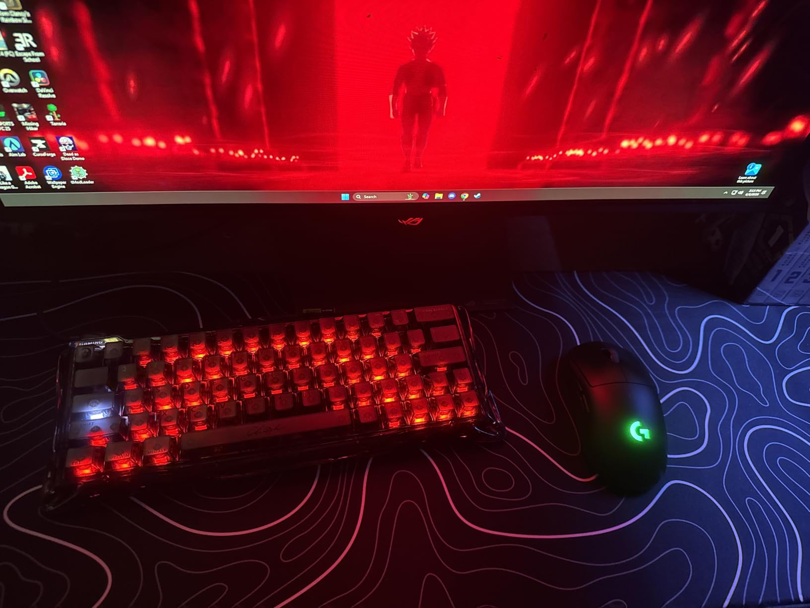 DIGSOM Mouse Pad Gaming Mousepad 31.5 x 11.8in Large Mouse Pad for Keyboard and Mouse with Anti-Slip Rubber Base, Keyboard Pad XL Mouse Mat for Home and Office (Black with White Topographic Line) customer photo 1