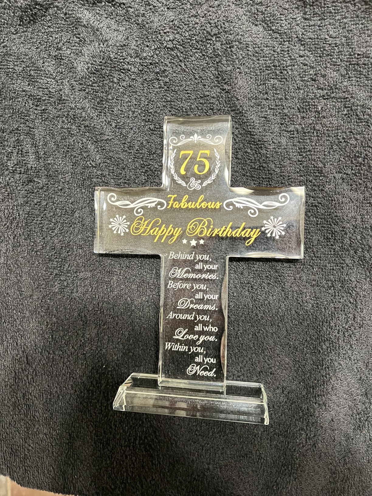80th Birthday Religious Gifts for Women, Men, Friends, Grandma & Mom - Glass Stand Cross Engraved with 80 Year Old Birthday Blessing, Turning 80 Keepsake Home Decor customer photo 1