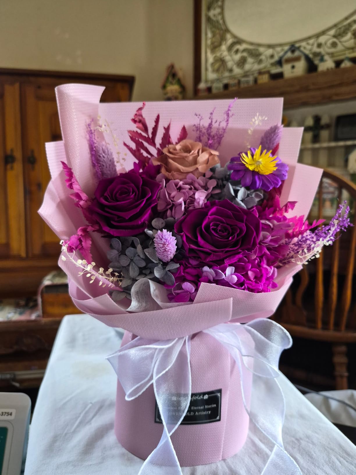 lovenfold Preserved Flowers for Delivery, Purple Rose Bouquets That Last 1-3 Years, Birthday Flowers Gifts for Women Mom Grandma Wife Friends customer photo 1