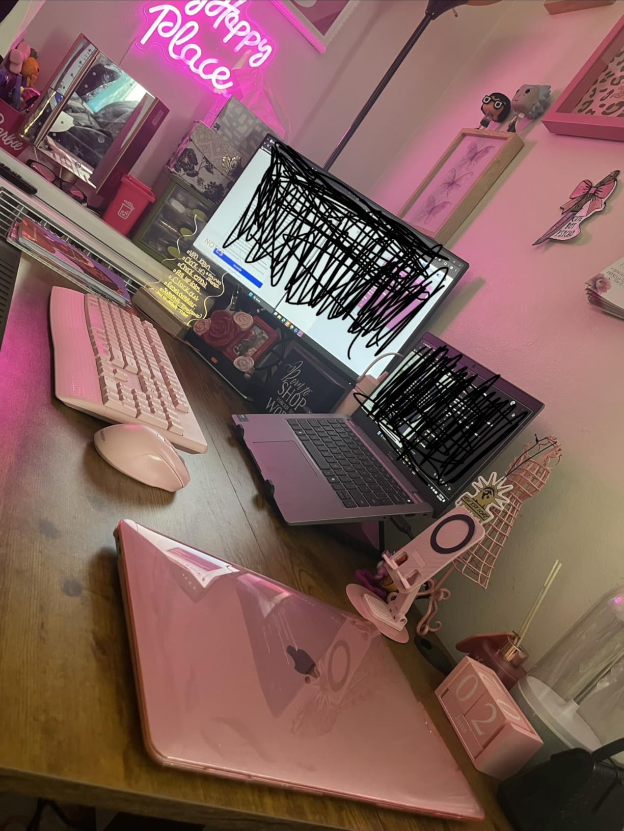 MEETION Wireless Keyboard and Mouse, Full-Sized Cordless Keyboard with Wrist Rest, 3 DPI Adjustable Mouse, Keyboard and Mouse Set with 2.4GHz USB Receiver, for PC/Computer/Laptop/Windows/Mac, Pink customer photo 1