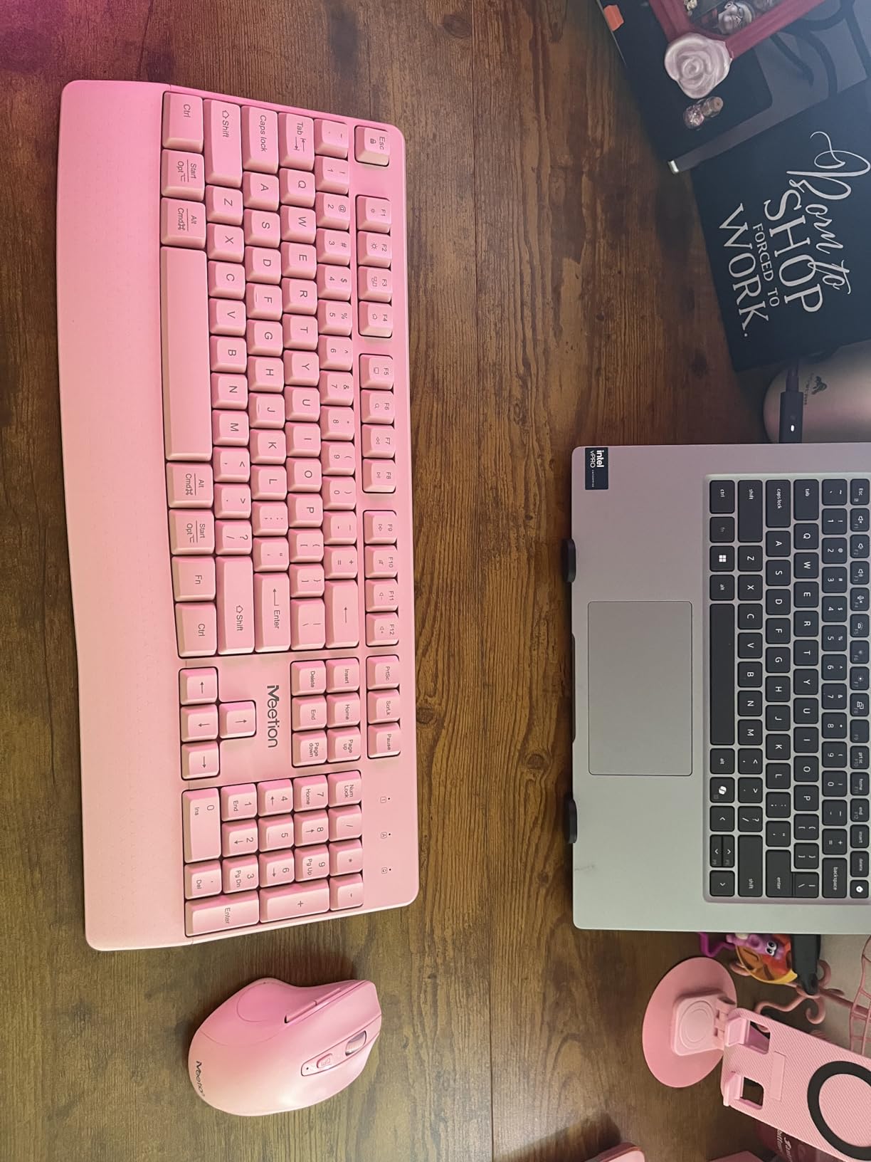 MEETION Wireless Keyboard and Mouse, Full-Sized Cordless Keyboard with Wrist Rest, 3 DPI Adjustable Mouse, Keyboard and Mouse Set with 2.4GHz USB Receiver, for PC/Computer/Laptop/Windows/Mac, Pink customer photo 2