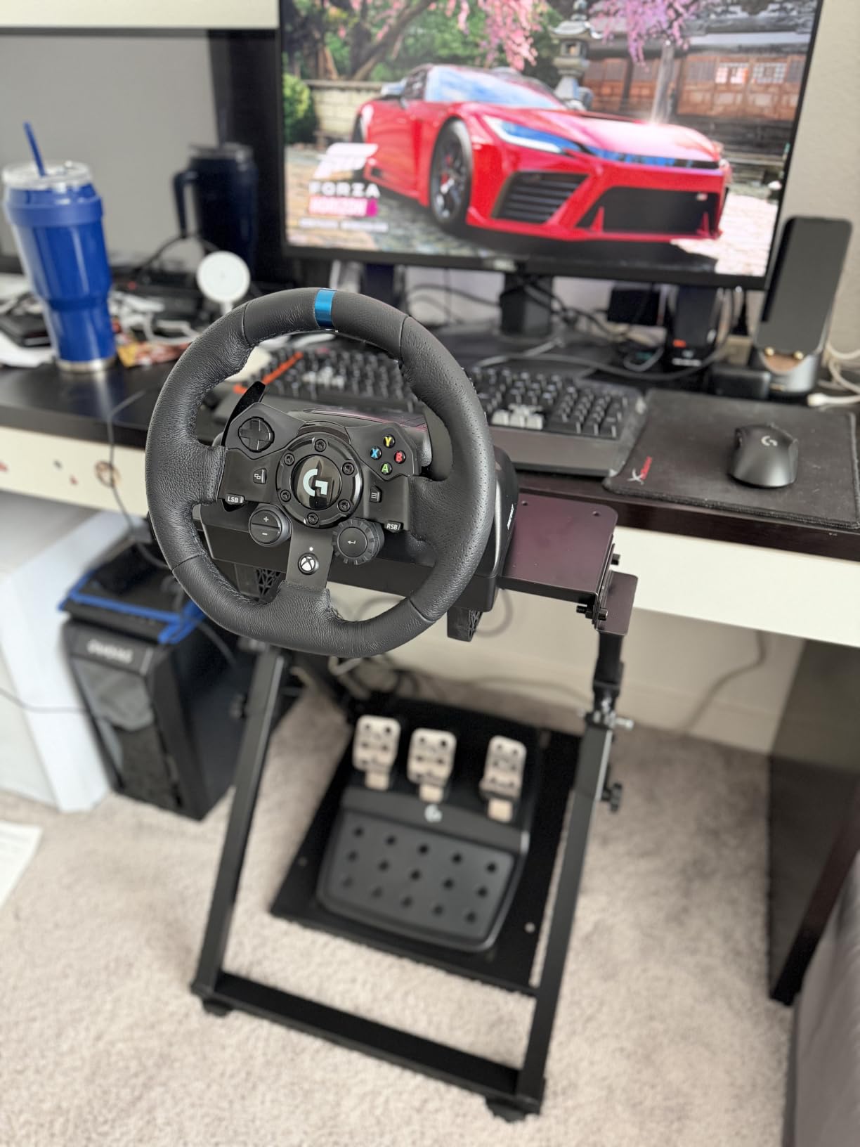 GTPLAYER Sim Racing Wheel Stand Simulator Cockpit Wheel Stand Racing Steering Shifter Mount fit for Logitech G25 G27 G29 G920 G923 Thrustmaster T330TS Gaming Stand Wheel Pedals NOT Included, Black customer photo 1