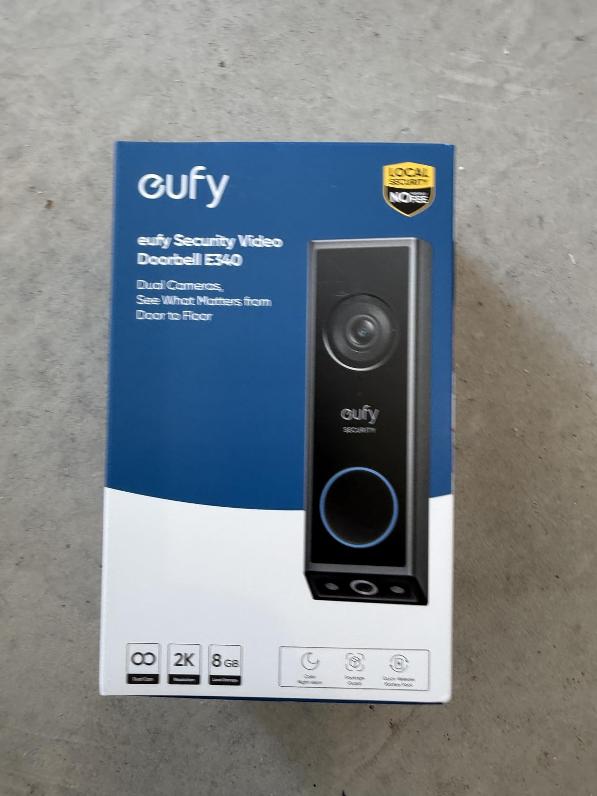 eufy Security Video Doorbell E340, Dual Cameras, 2K FHD | No subscription, head-to-toe view, wireless or wired, color night vision, two-way talk, AI motion/package detection, 8GB customer photo 1