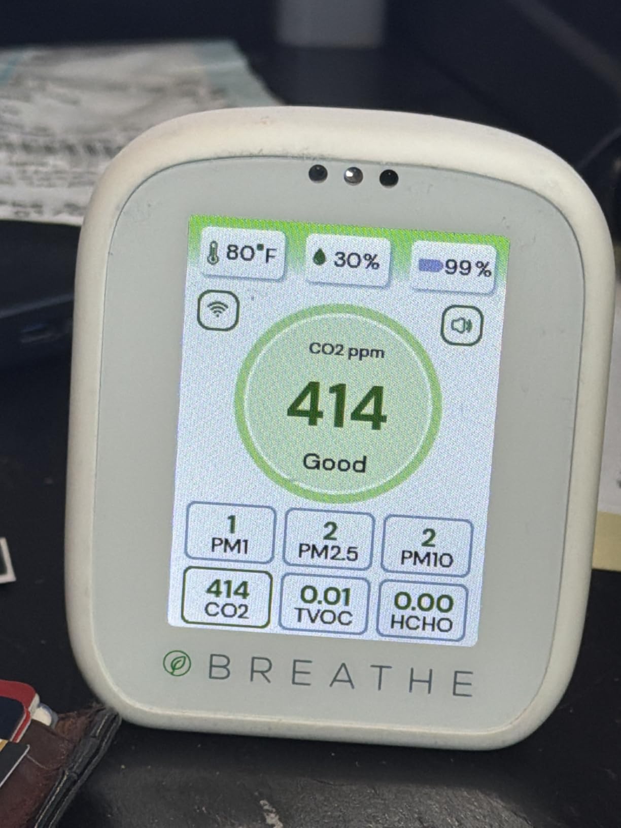 BREATHE Airmonitor Plus Indoor Air Quality Monitor w/CO₂, PM & App. Gen 2. customer photo 2