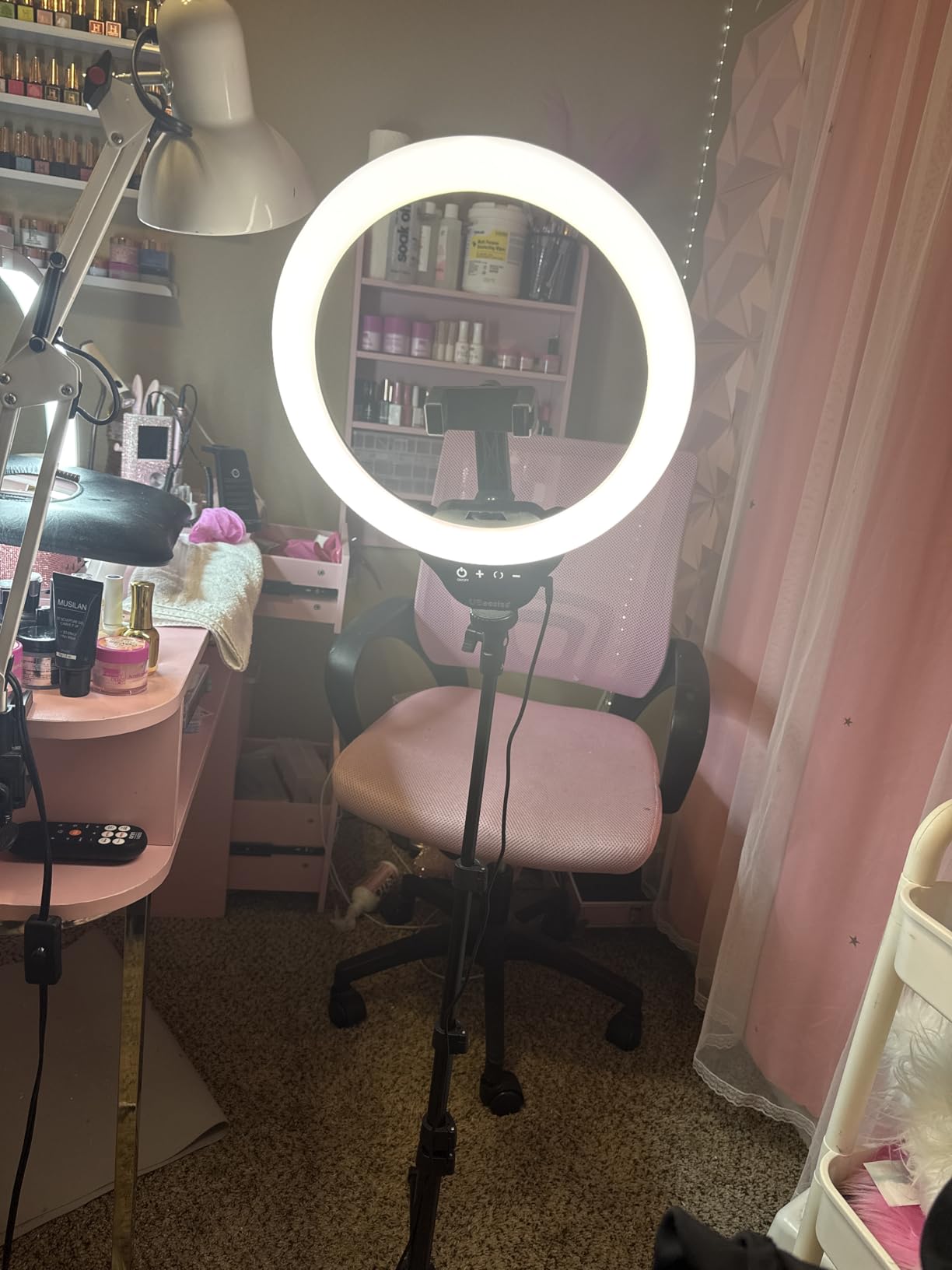 UBeesize 14'' LED Foldable Ring Light with 62'' Tripod Stand, Selfie Ring Light for Video Recording, Live Streaming, TikTok & YouTube, Compatible with iPhone & Android (Black) customer photo 1