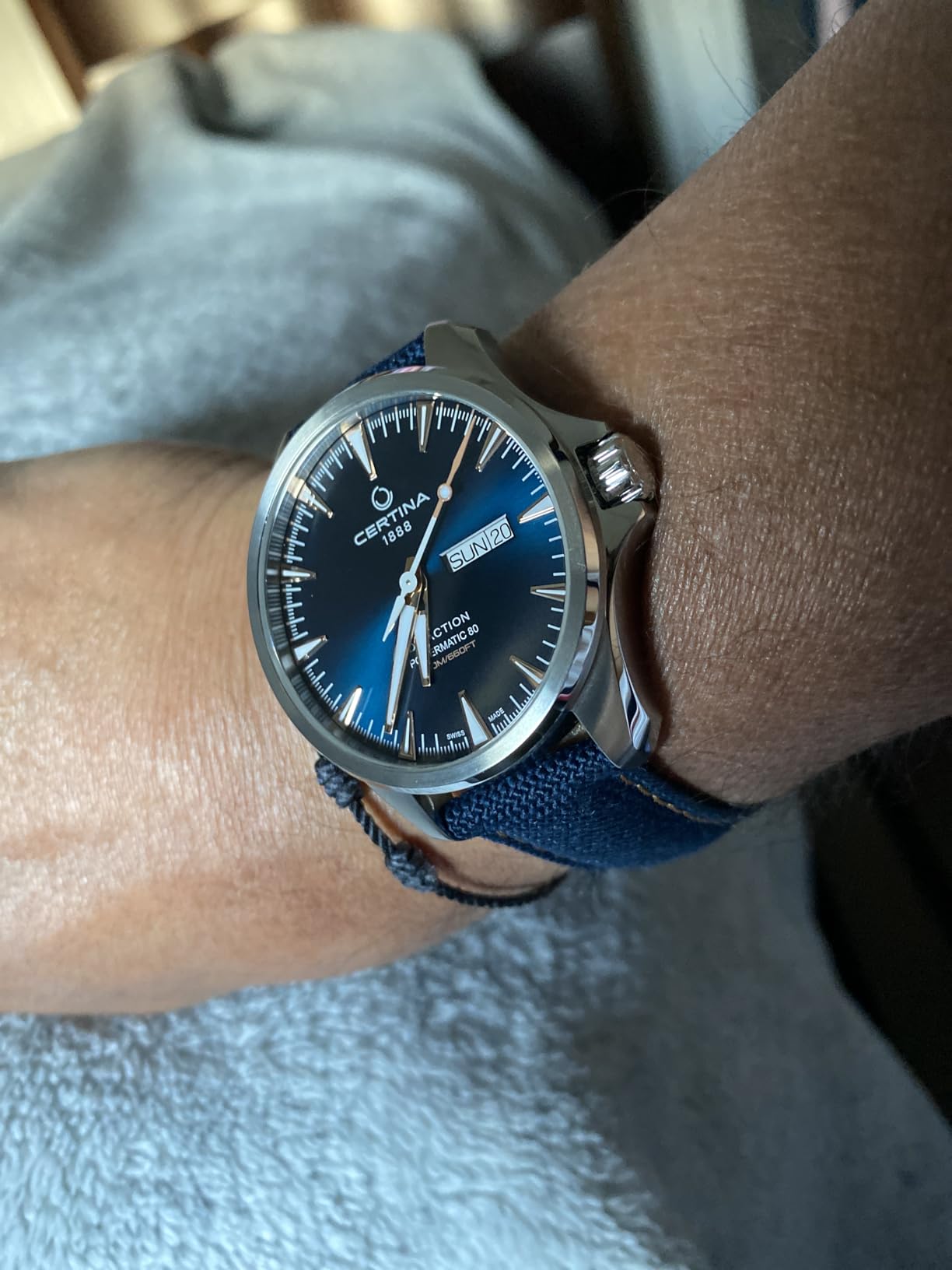 Certina, Mens, DS Action Day-Date Powermatic 80, Stainless Steel, Swiss Automatic, Watch, Blue, Plastic, 20, (C0324301804101) customer photo 1