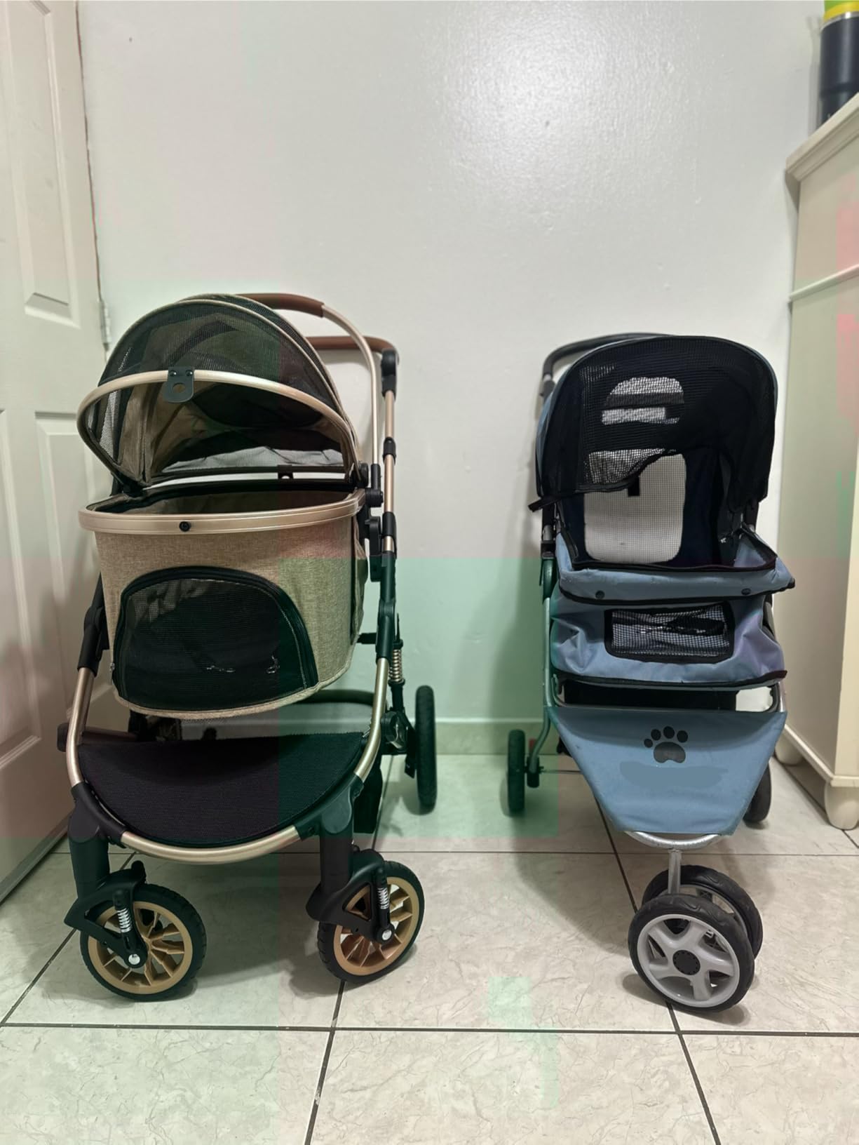 Bicystar Dog Stroller with Detachable Carrier, Rubber Wheels, 50 lbs, Grey | 3-in-1 stroller and car seat, real solid rubber wheels, fits 2 small or 1 medium pet, foldable frame customer photo 1