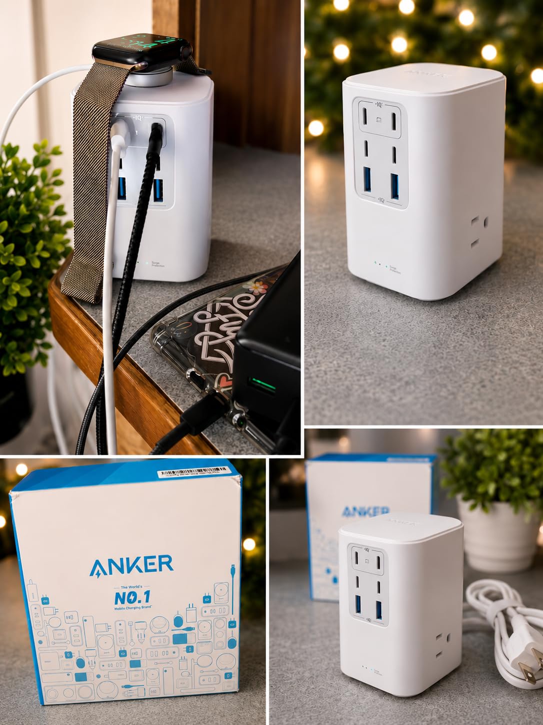 Anker Desktop Charger, 9-in-1 Power Strip with 300J Surge Protector, 5ft Flat Plug Extension Cord with Multiple Devices, 100W USB C Charger with 3 AC, 2 USB A, 4 USB C, Home Office, Desk Accessories customer photo 1