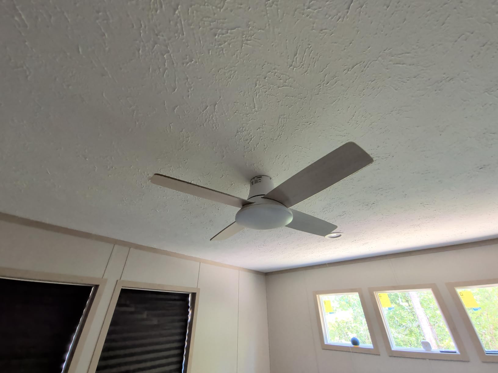 DREO Ceiling Fans with Lights, 44'', RGBIC Flush Mount Smart Ceiling Fan | Quiet DC Motor for Bedroom, Dimmable LED, 12 Speeds & 3 Fan Modes, Low Profile Easy Install, 12H Timer, App & Remote Control customer photo 1
