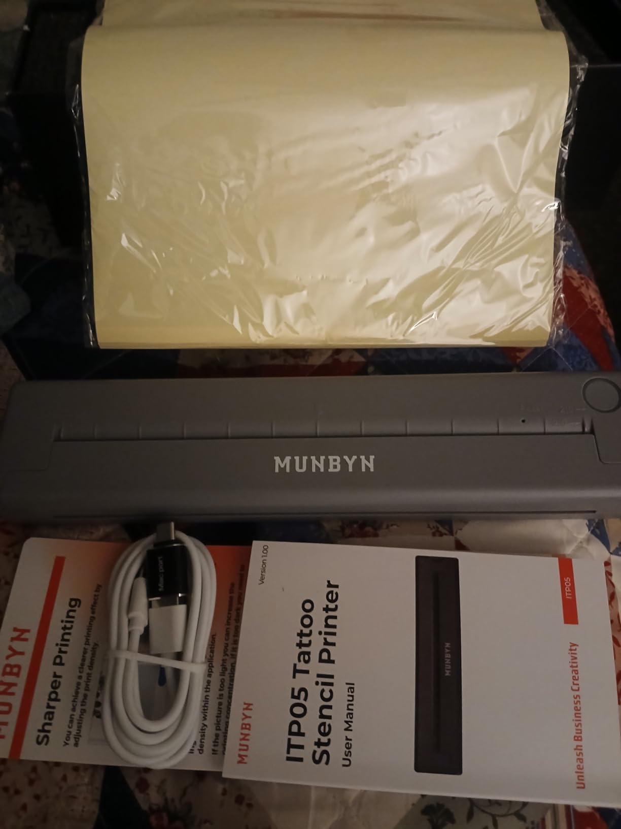 MUNBYN Tattoo Stencil Printer ITP05, Wireless Thermal Tattoo Printer with 20 Transfer Papers, Compatible with Android and iOS Phone/Tablet & PC, Tattoo Printers for Tattoo Artists & Beginners (Black) customer photo 1