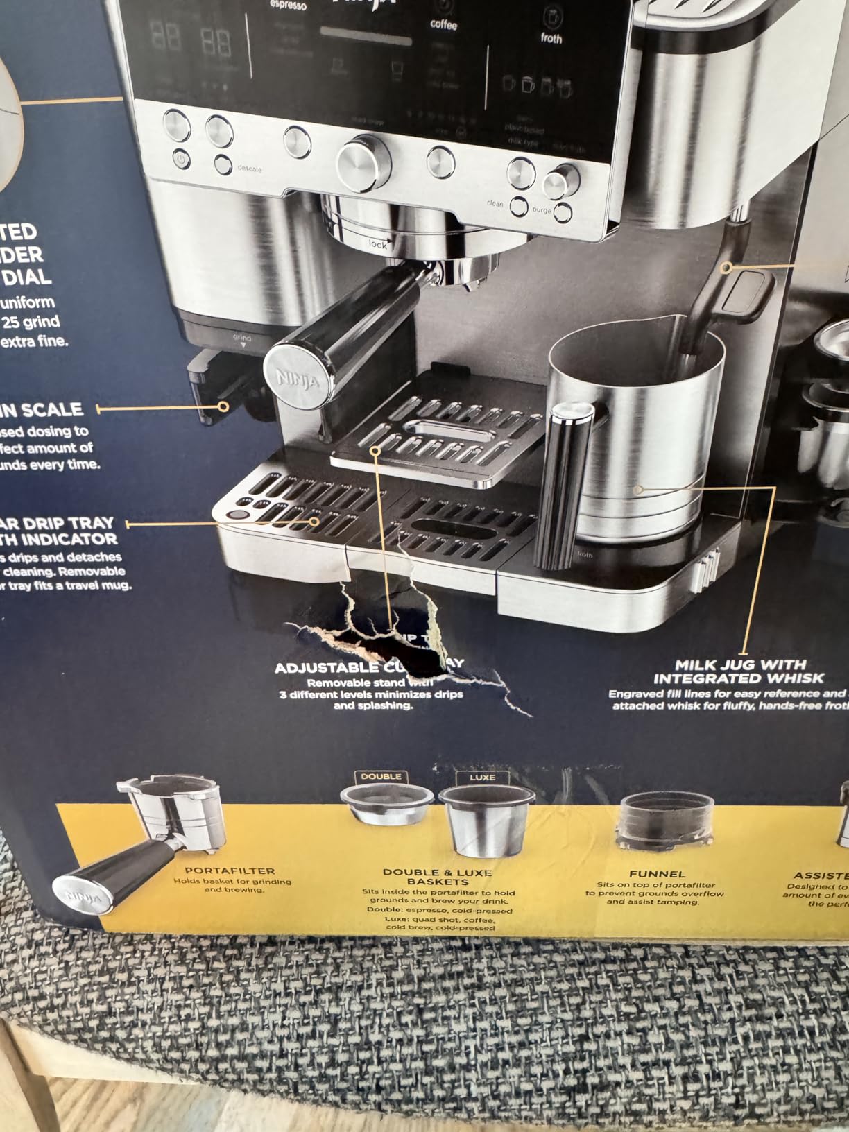 Ninja Luxe Café Premier 3-in-1 Espresso Machine, Drip Coffee, & Rapid Cold Brew | Built-in Coffee Grinder, Hands-Free Milk Frother, Assisted Tamper for Cappuccinos & Lattes | Stainless Steel | ES601 customer photo 2