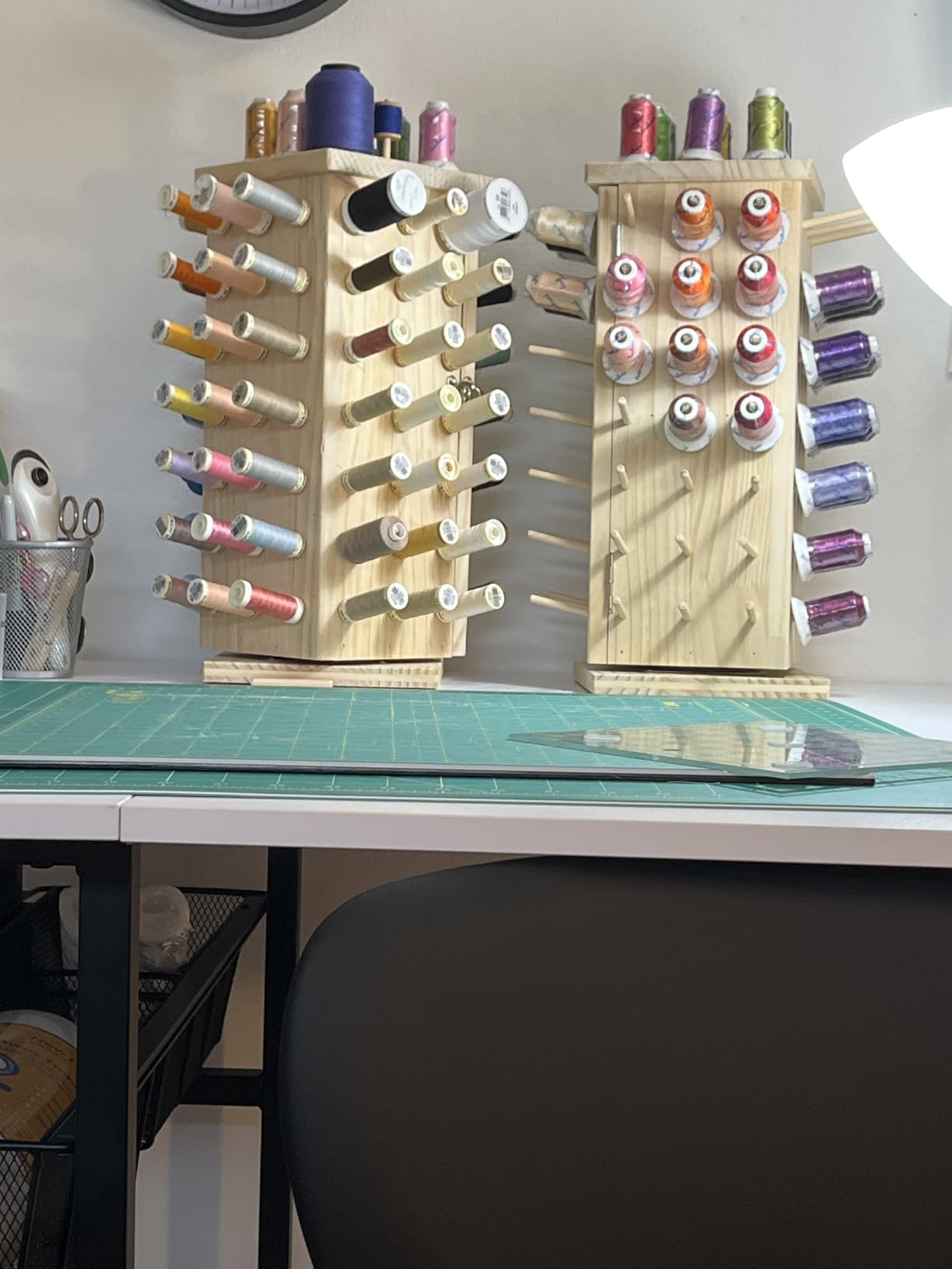 New brothread 93 Spools 360° Fully Rotating Wooden Thread Rack | Thread Holder Organizer, with Inner Storage Compartments, To Store Sewing, Embroidery, Hair-braiding Notions, DIY Assembly customer photo 1