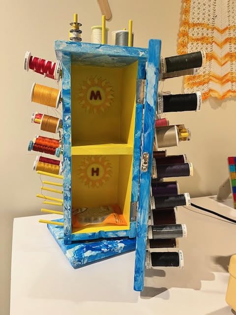 New brothread 93 Spools 360° Fully Rotating Wooden Thread Rack | Thread Holder Organizer, with Inner Storage Compartments, To Store Sewing, Embroidery, Hair-braiding Notions, DIY Assembly customer photo 2