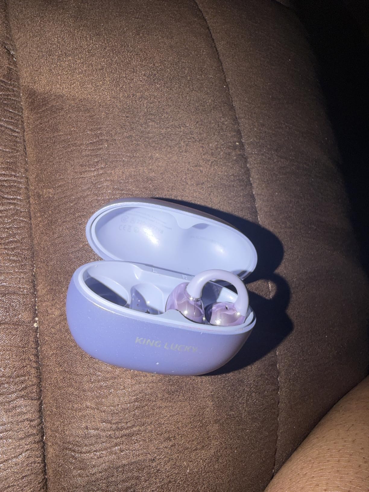 King Lucky Clip-On Earbuds Gen 3, Open-Ear Wireless Bluetooth 6.0 Headphones with Mic, Secure Fit for Small Ears & Glasses Wearers, 50H Playtime, ENC, IPX5 Waterproof Sport Ear Buds Purple customer photo 2