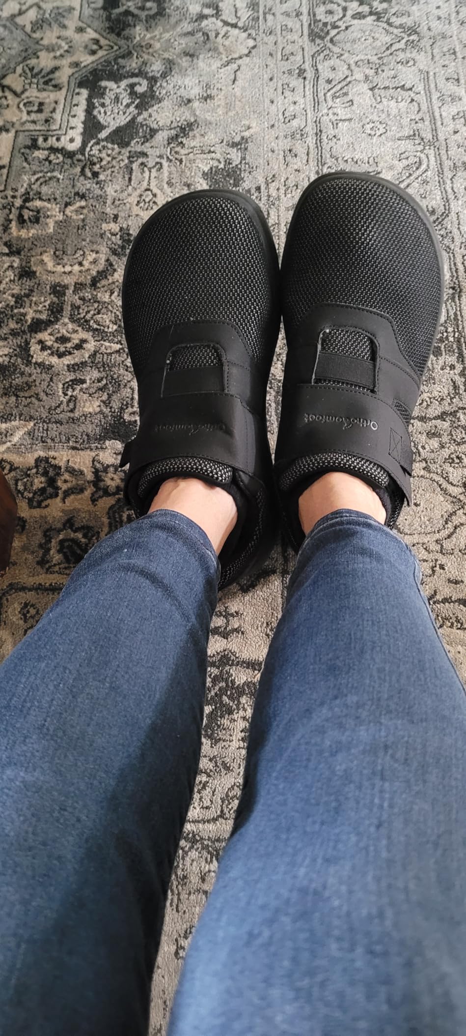 OrthoComfoot Women's Orthopedic Diabetic Wide Walking Shoes: Comfortable Casual Arch Support Plantar Fasciitis Loafers, Orthotic High Arch Swollen Feet Adjustable Work Shoes for Ankle and Heel Pain customer photo 2
