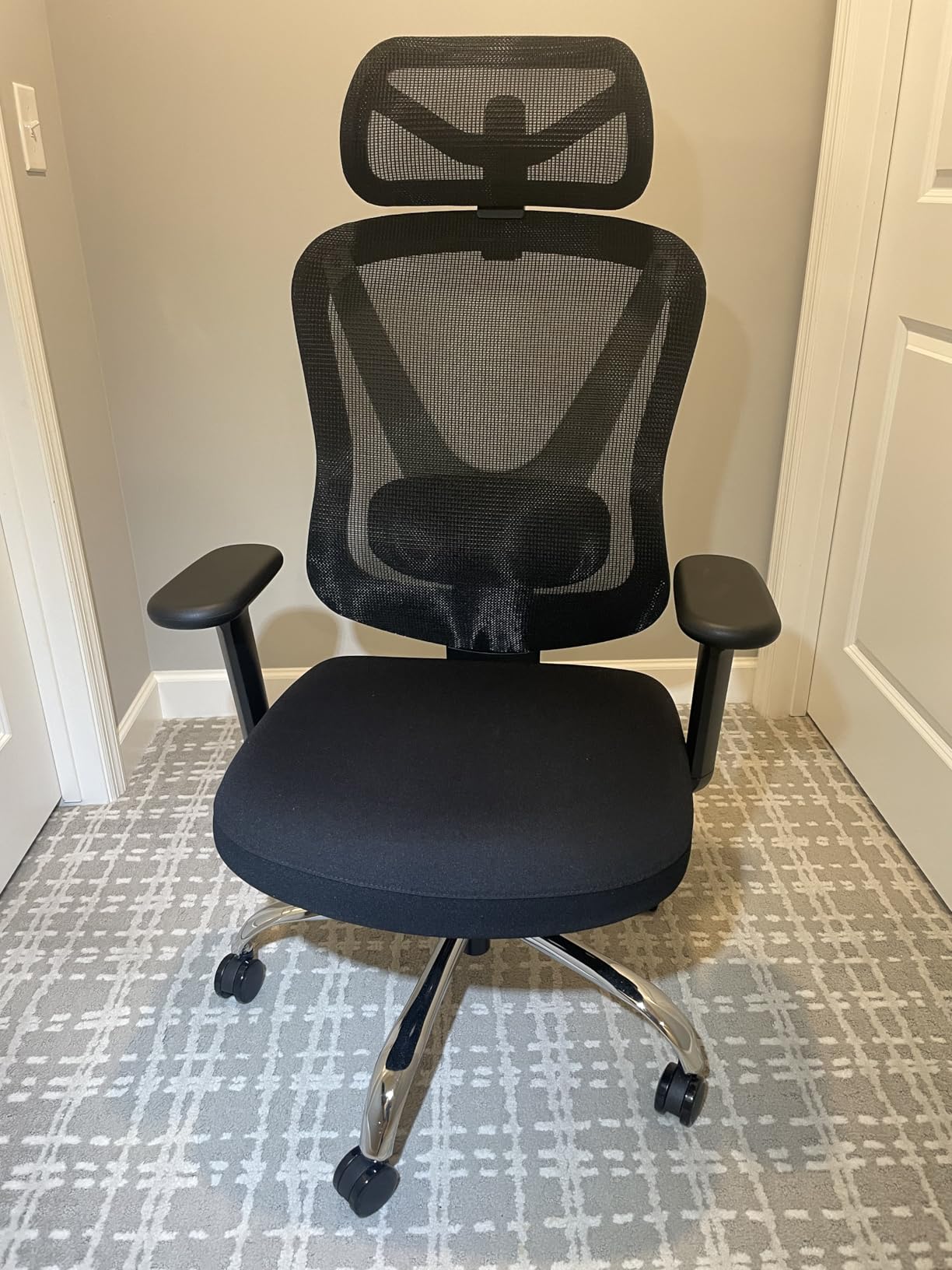 HOLLUDLE Ergonomic Mesh Office Chair - 3D Adjustable Lumbar Support & 3D Armrests, V-Shaped Back, Adjustable Desk Chair for Office & Home, White customer photo 2