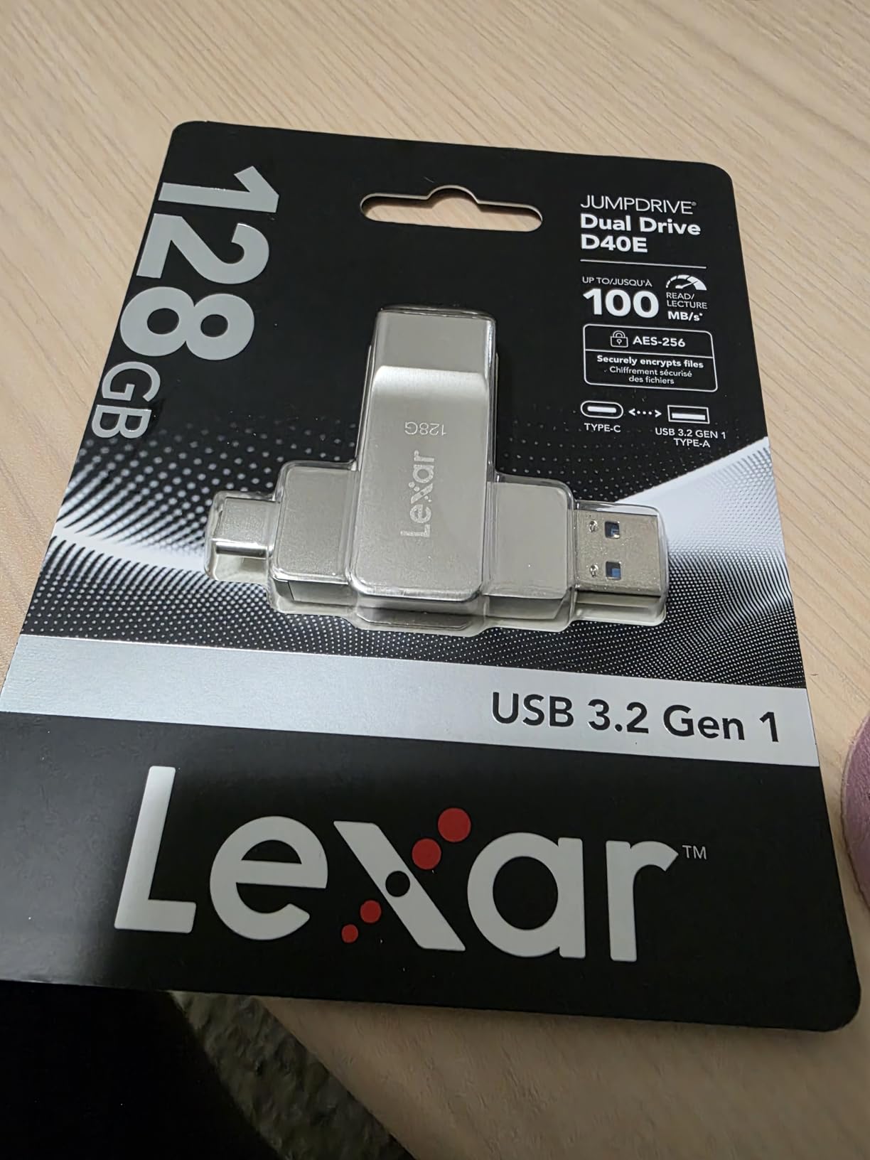 Lexar D40E 128GB Dual USB 3.2 Gen 1 Type-C Jump Drive, USB-C Flash Metal Housing Swivel Design Thumb Drive(Champagne Silver) customer photo 2