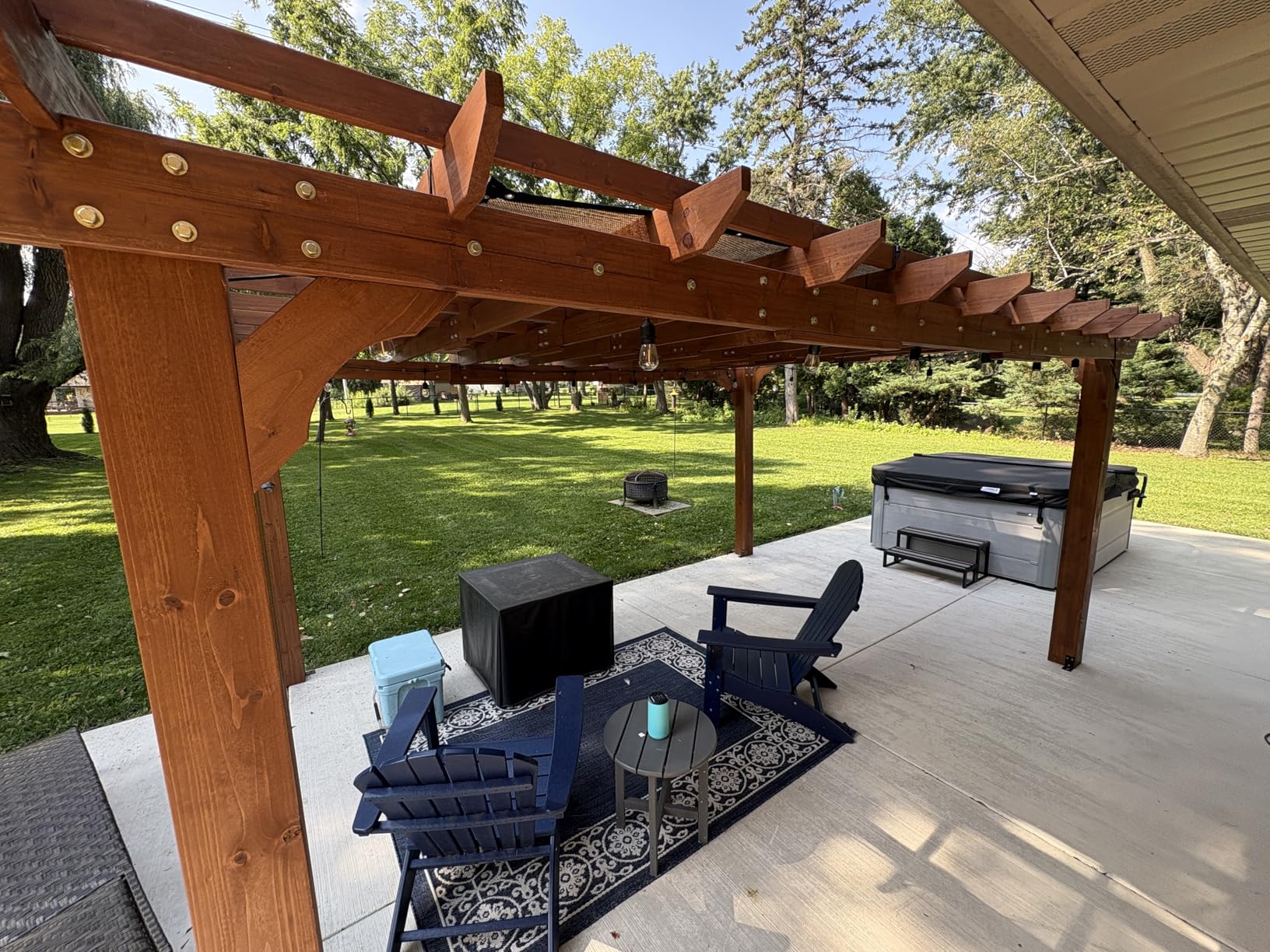 Yardenaler 12 x16 FT Wooden Pergola, Cedar Wood Gazebo with Flat Roof, Outdoor Garden Shelter with Stakes Included, Patio, Deck, Backyard, Lawn customer photo 1