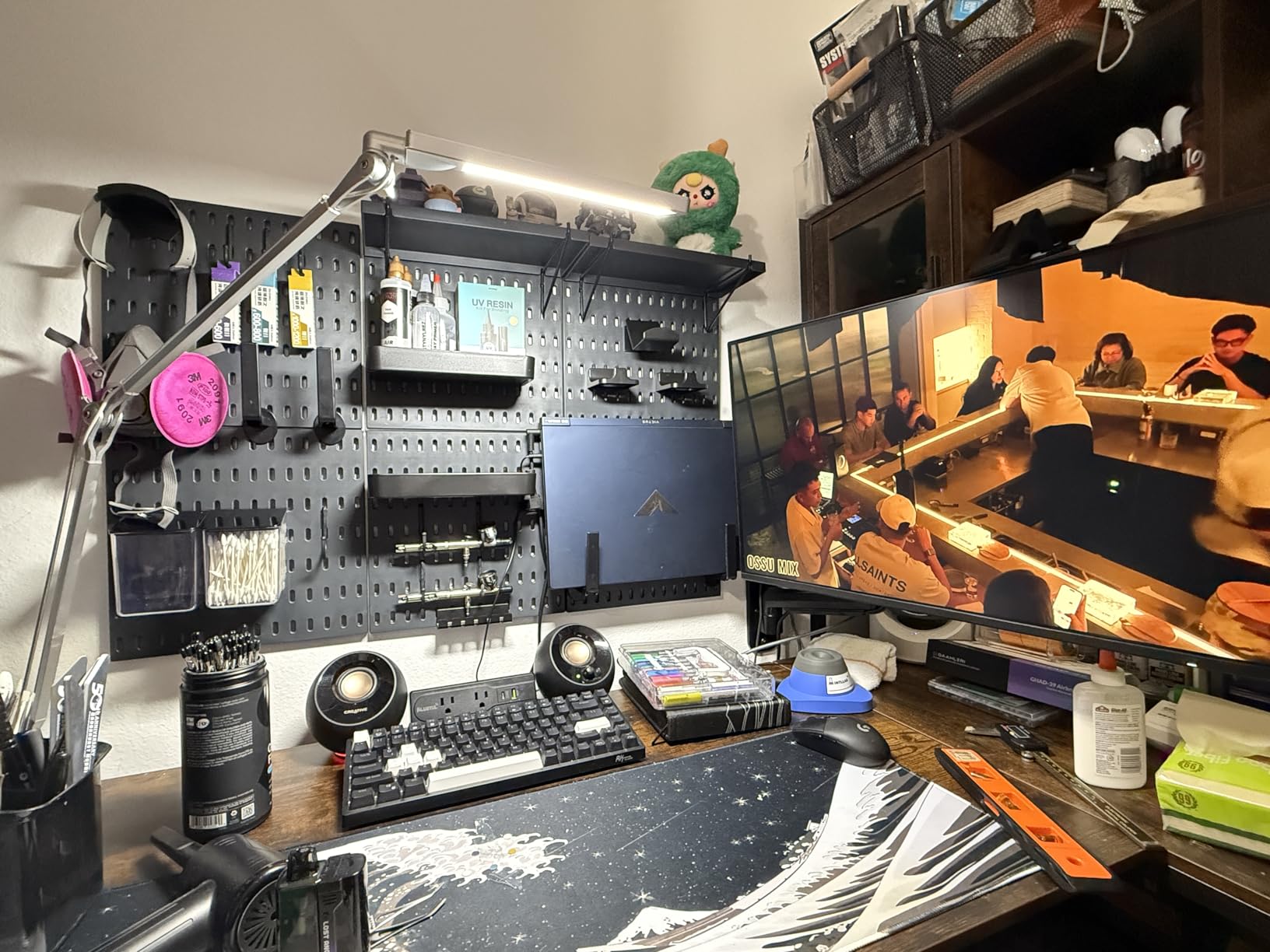 Keepo Peg Board Wall Organizer for Gaming Setup, Pegboard with Adhesives & Screw Mounts, Includes Peg Board Accessories for Gaming Accessories, Tech Storage & Office Organization (Black, 33in x 22in) customer photo 1