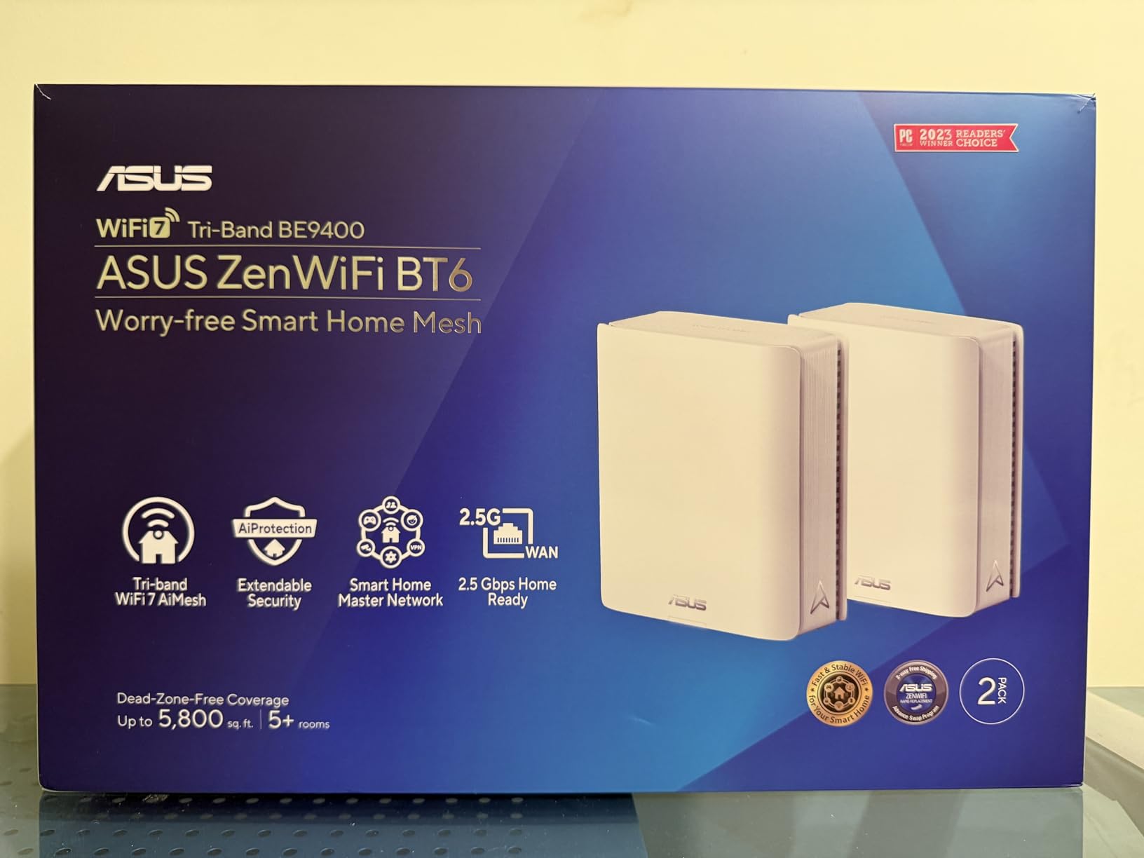 ASUS ZenWiFi BT6 Tri-Band WiFi 7 Mesh, 9.4 Gbps, 7600 sq.ft. (3pk), 2.5G WAN Port, Security and Parental Controls Included, Smart Home Master SSIDs, 4G & 5G Mobile Tethering customer photo 1