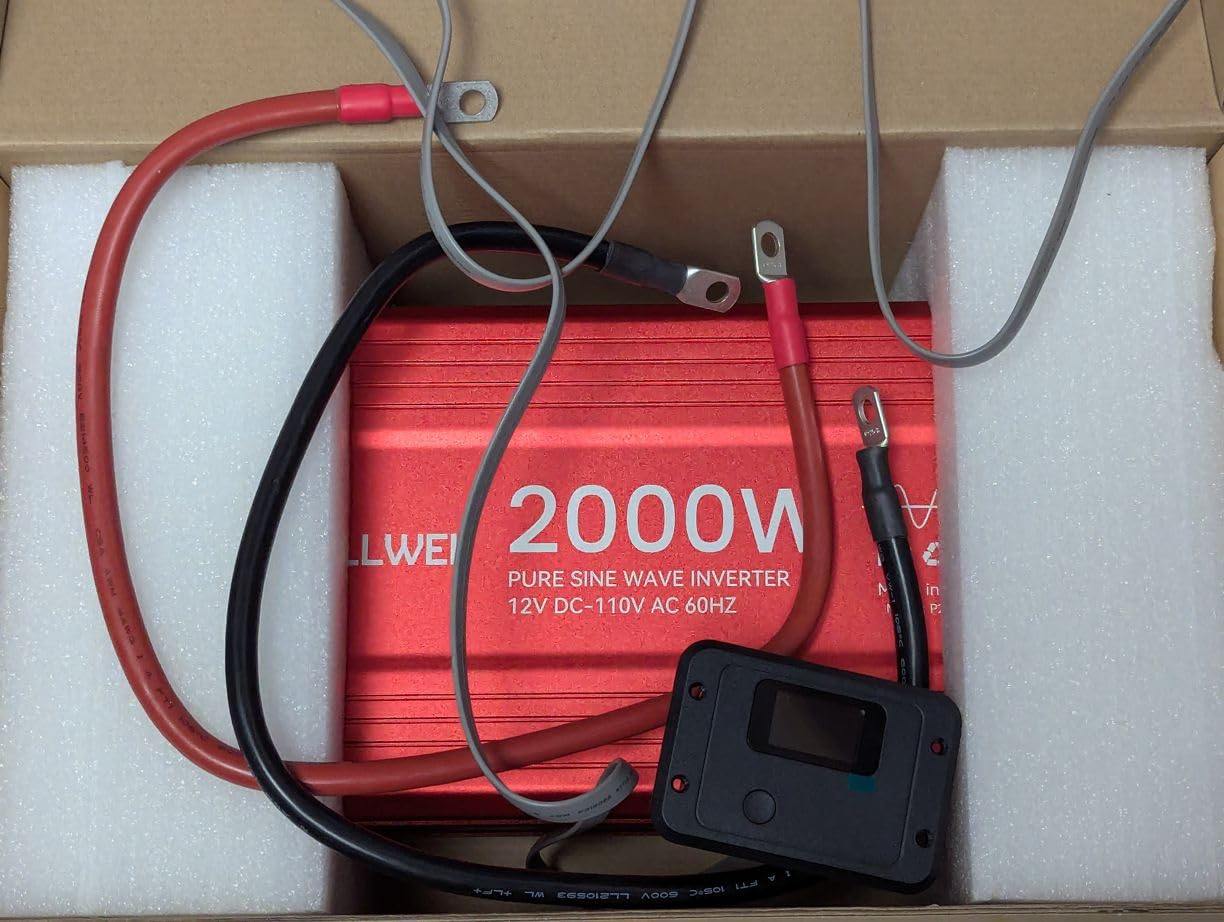 ALLWEI 2000W Pure Sine Wave Inverter 12V DC to 120V AC Converter, Surge 4000W, 20A Sockets, Hardwire Port, Power Inverters for Vehicles, RV Truck Home Solar & Off-Grid Inverter, Remote Controller customer photo 2