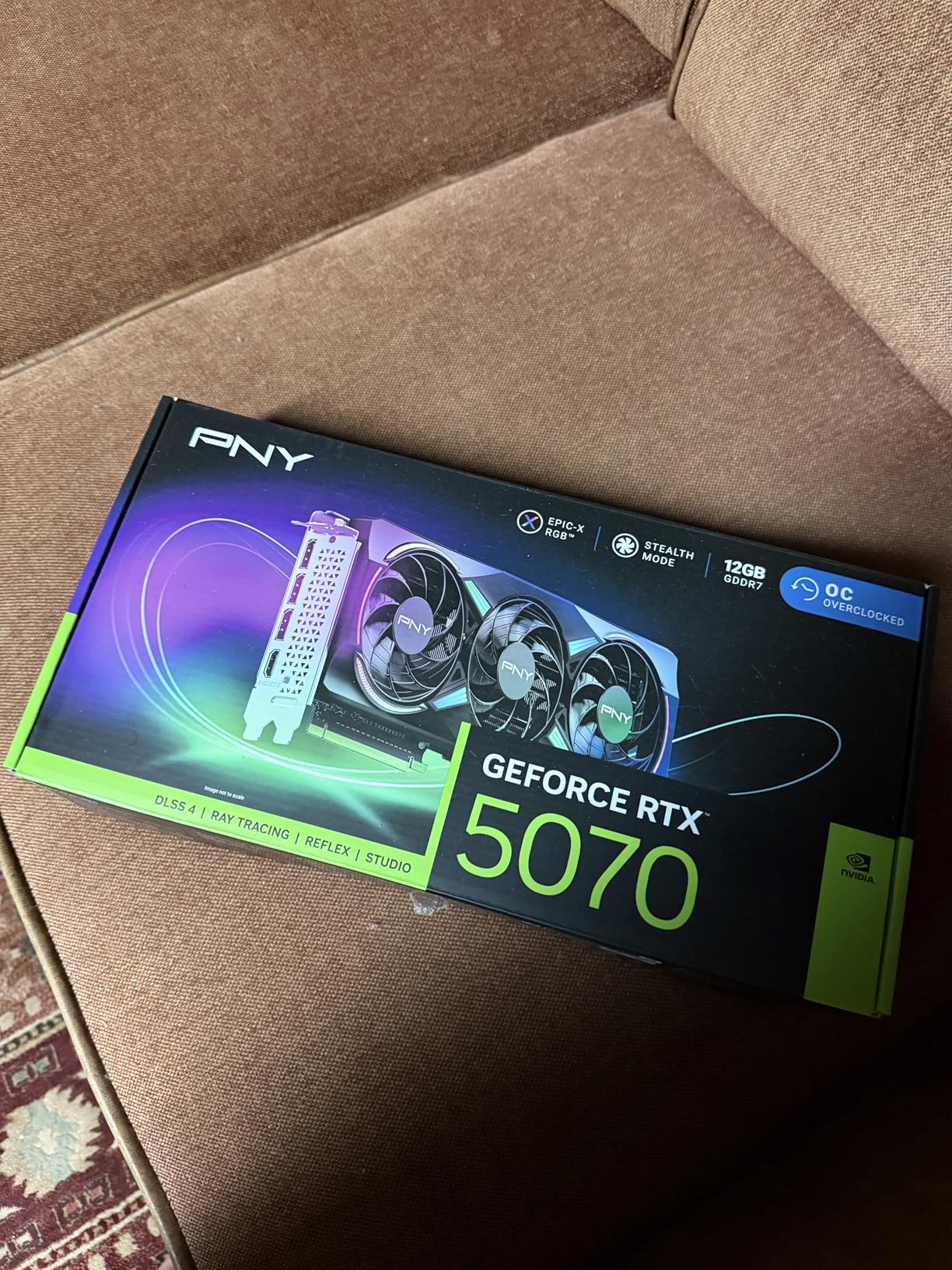 PNY NVIDIA GeForce RTX 5070 OC Triple Fan, Graphics Card (12GB GDDR7, 192-bit, Boost Speed: 2587 MHz, SFF-Ready, PCIe 5.0, HDMI/DP 2.1, 2.4-Slot, Blackwell Architecture, DLSS 4) customer photo 1