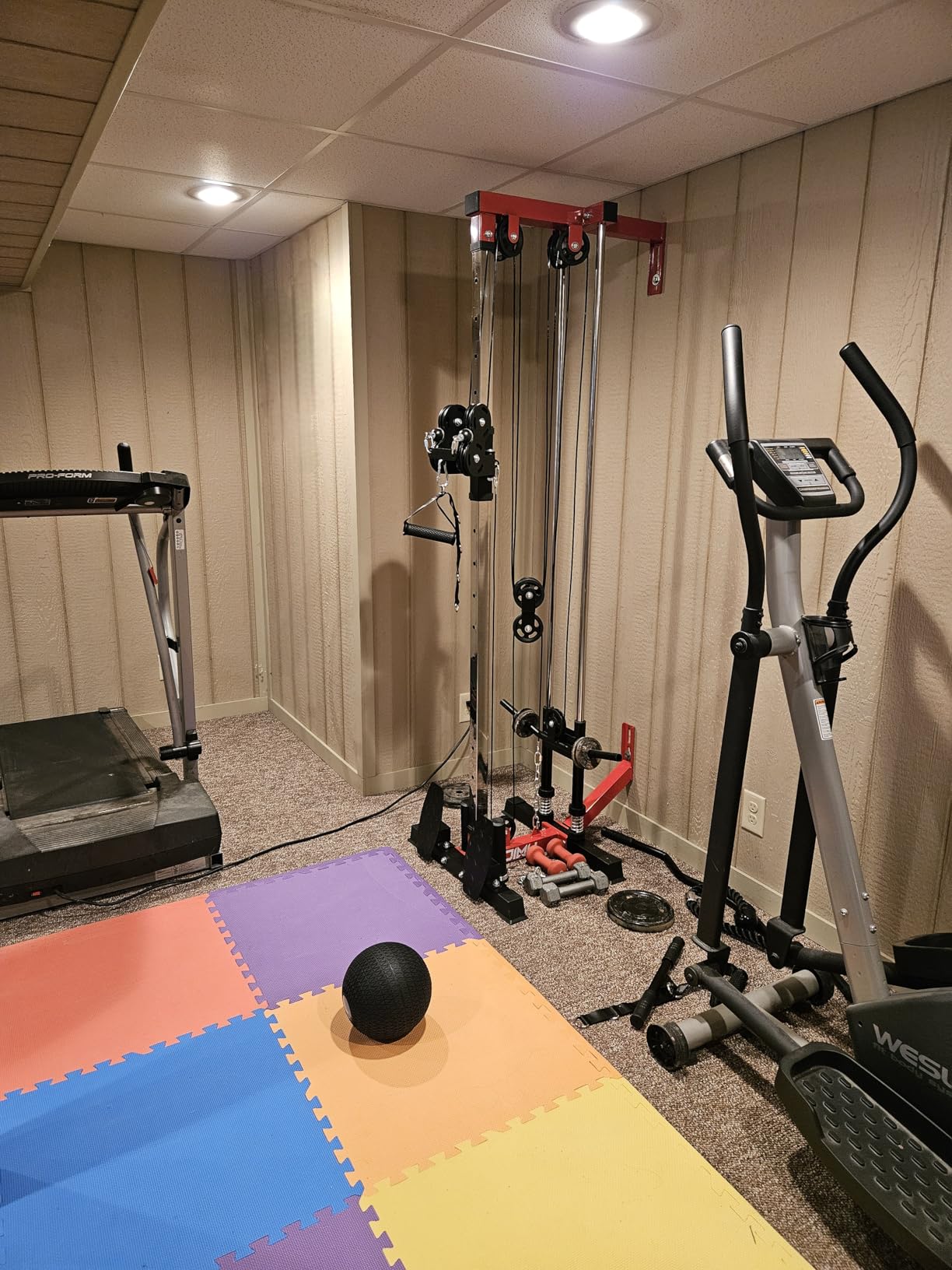 Wall Mount Cable Station, WM1 Cable Crossover Machine with 17 Positions, High and Low Cable Crossover Machine with Removable Footplate for Garage Home Gym customer photo 2