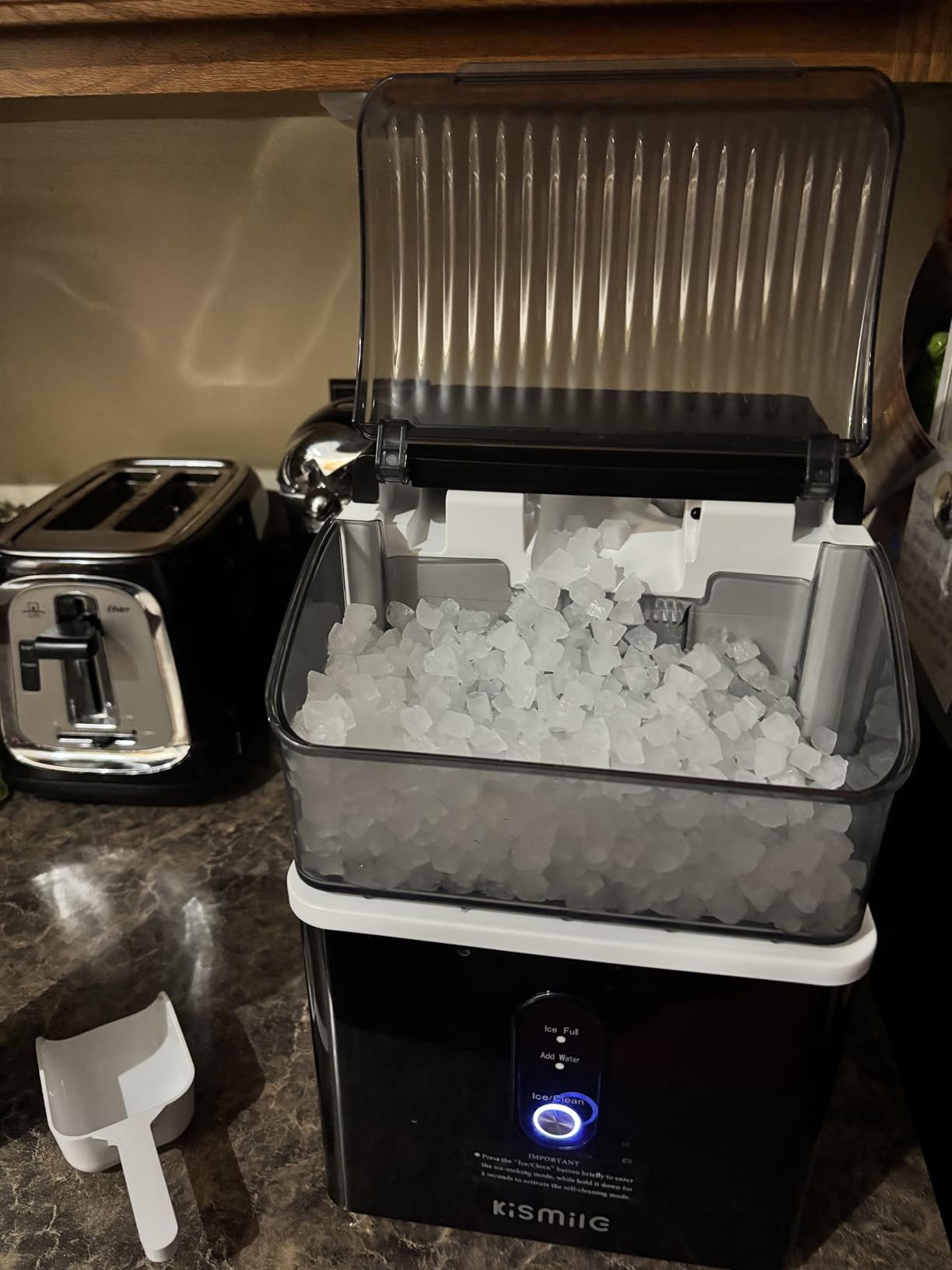 Kismile Nugget Ice Maker Countertop, 35 lbs/Day, Stainless Steel | Portable Sonic Ice Maker & Pebble Ice Machine, First Ice in 7 Mins, 43 dB Quiet, One-Touch Self-Cleaning for Home & Office customer photo 1