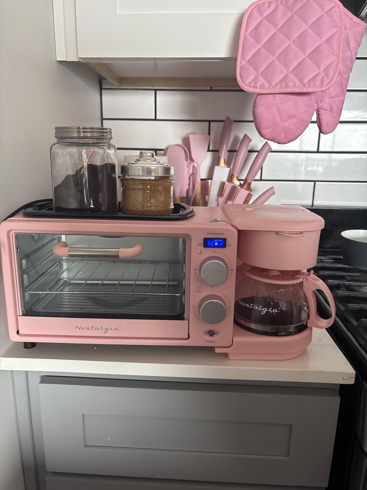 Nostalgia 3-in-1 Retro Breakfast Station - Includes 5 (4 Oz) Cup Coffee Maker, Non-Stick Ceramic Griddle, and 4-Slice Toaster Oven - Built-In Timer, Reusable Coffee Filter, Space-Saving Design - Aqua customer photo 1